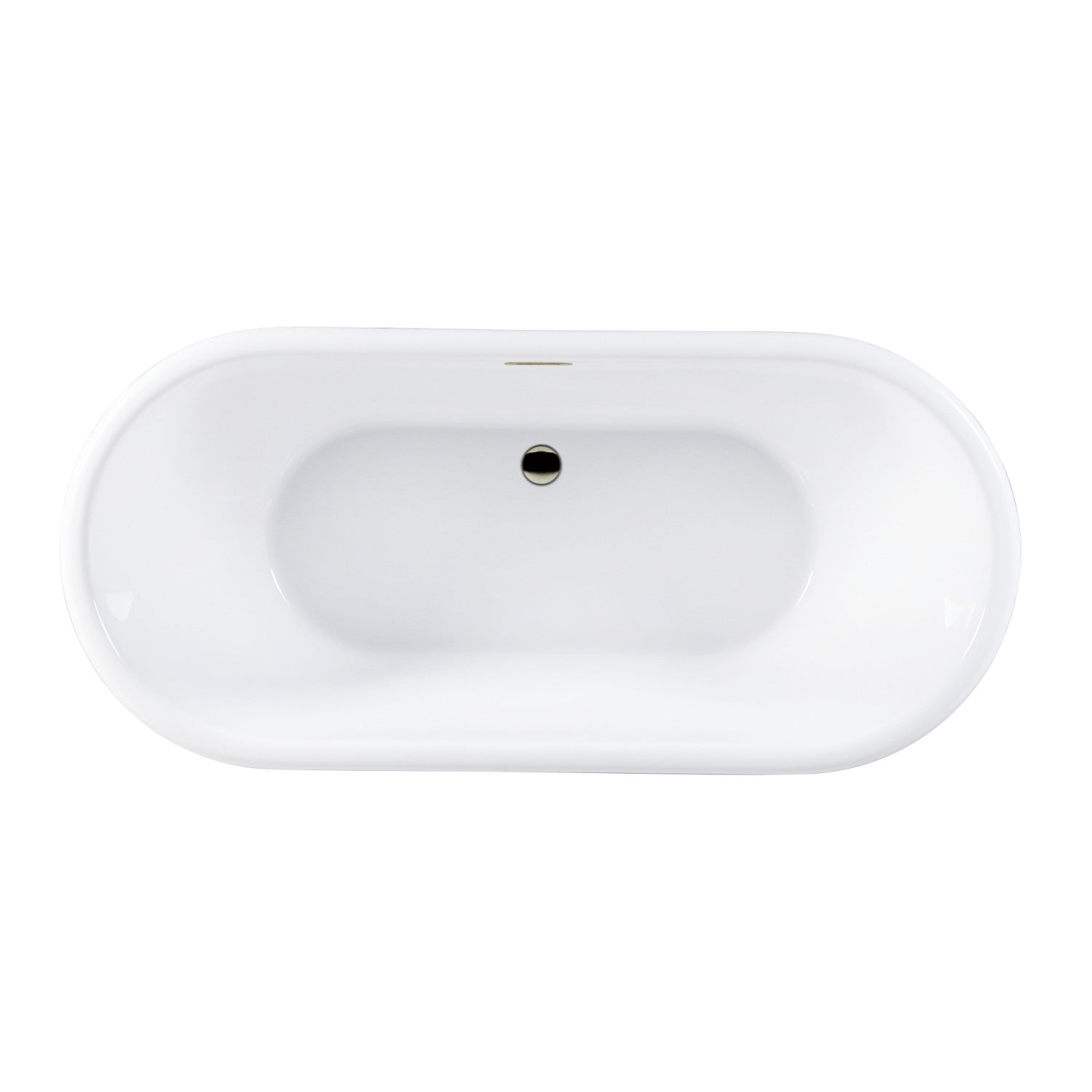 71 Inch Acrylic Oval Double Ended Pedestal Bathtub - Glossy White with Polished Nickel Finish - Freestanding Soaking Tub for Spa-Like Relaxation at Home