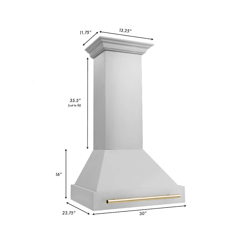 ZLINE Autograph Edition 30 Inch Stainless Steel Range Hood with Stainless Steel Shell & Handle (8654STZ 30) - Professional Kitchen Ventilation for Home Chefs