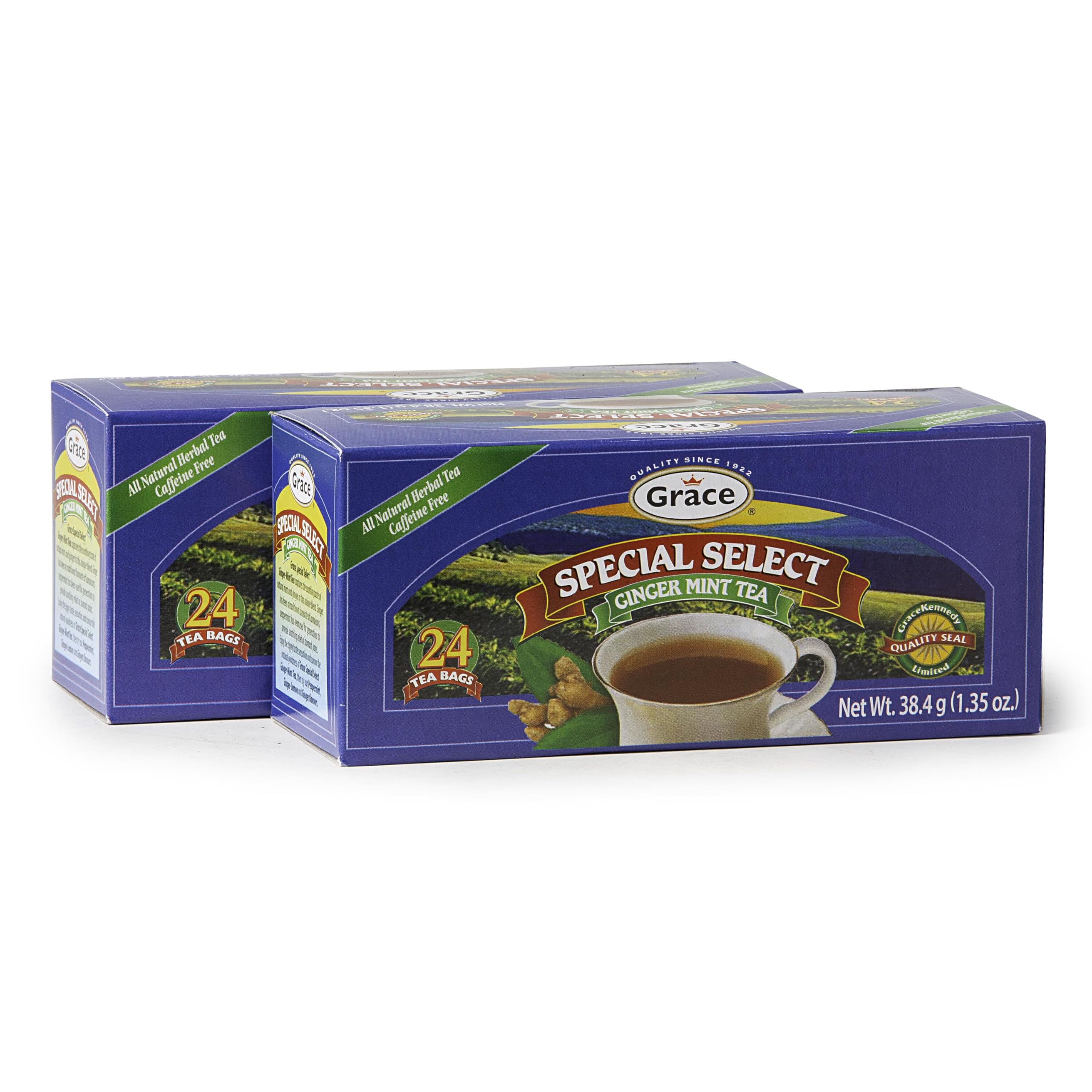 Grace Special Select Ginger Mint Tea Bags 1.34 oz (2 Pack) - All Natural, Caffeine Free Herbal Tea - 48 Count - Perfect for Relaxation, Digestion & Cold Relief