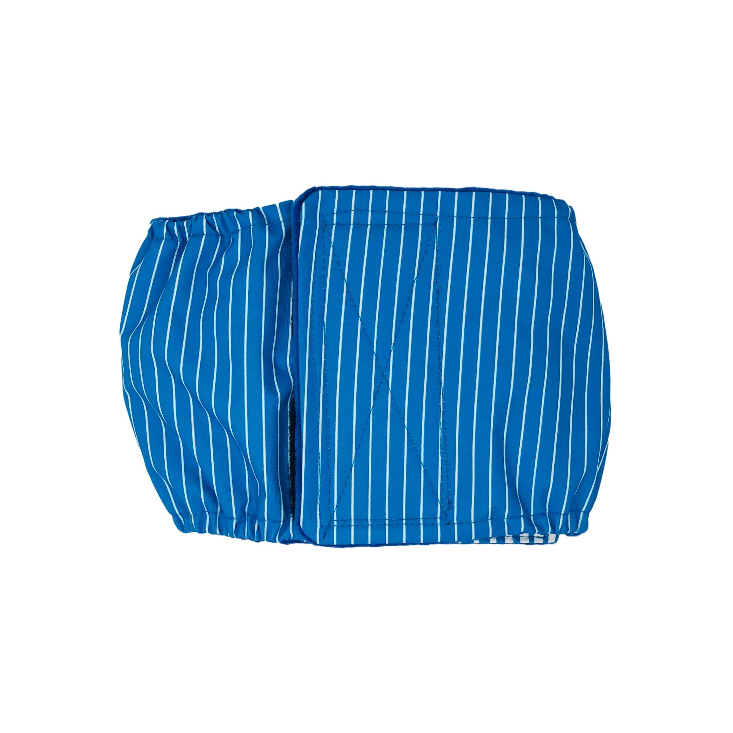 Premium Blue Stripes Male Dog Belly Band - Washable Dog Diaper Wrap for Small Male Dogs (Made in USA) - Perfect for House Training, Incontinence & Travel Protection