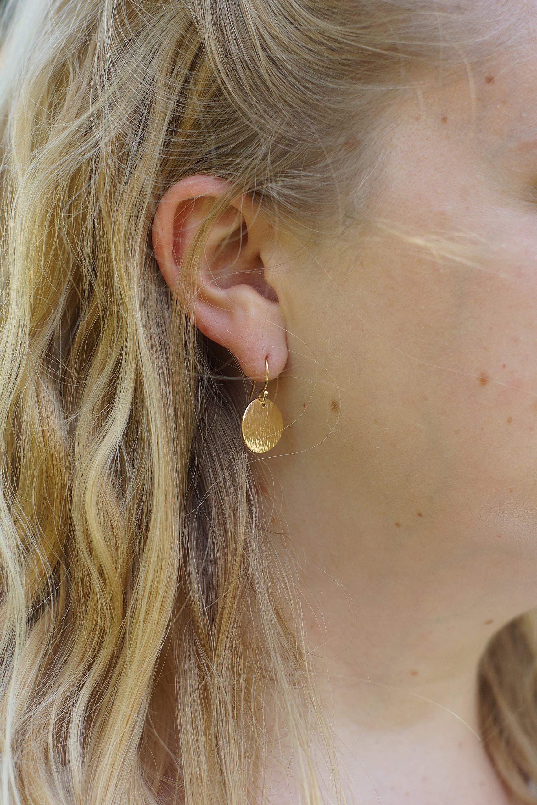 18K Gold Dangle Drop Earrings for Women - Small Round Disc Sun Hoop Earrings, Minimalist Jewelry Gift for Girls | Perfect for Parties, Weddings & Everyday Wear