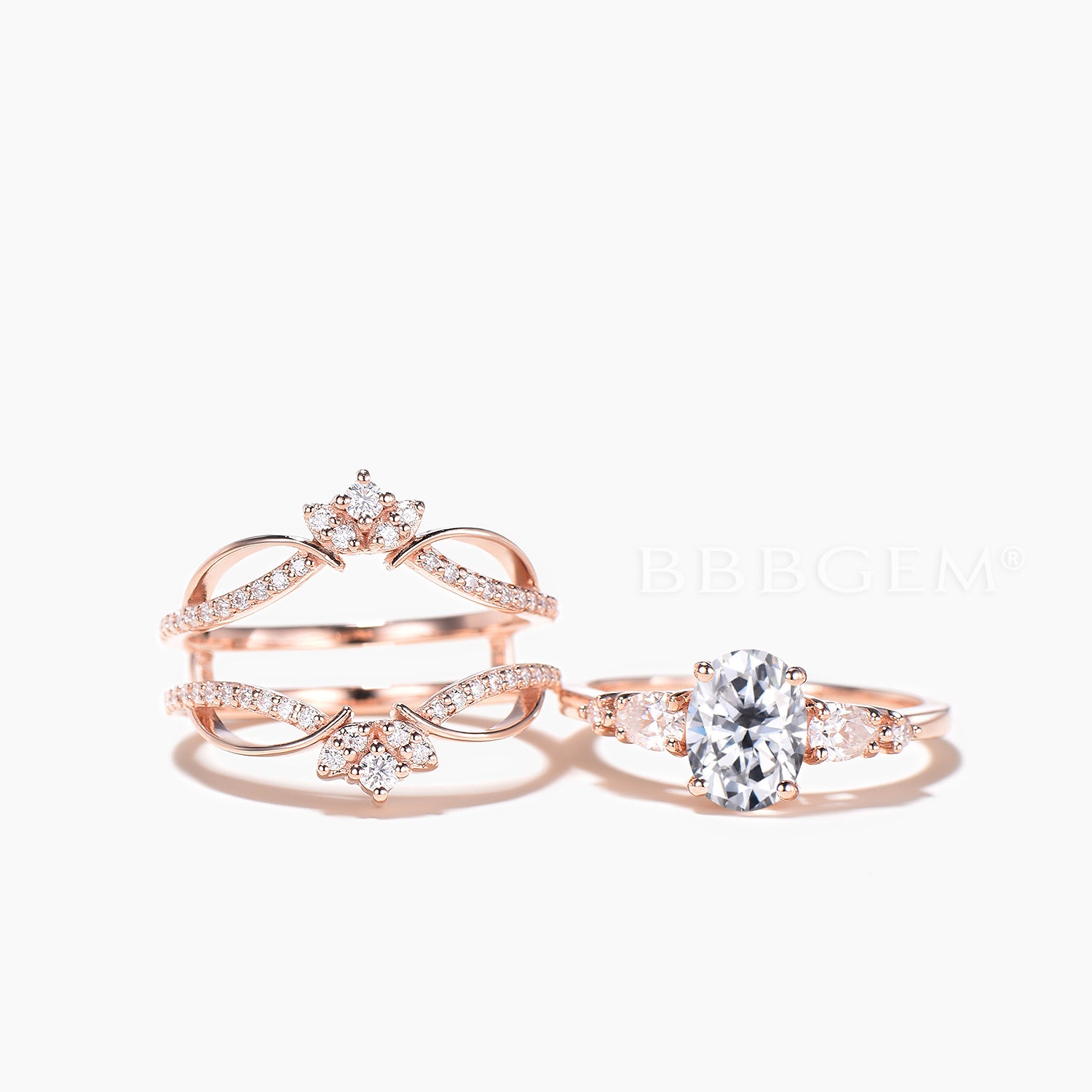 1.5CT Oval Cut Moissanite Engagement Ring Enhancer Bridal Set - Elegant Wedding Band for Brides & Anniversary Gifts - Perfect for Proposals, Vows Renewal & Special Occasions