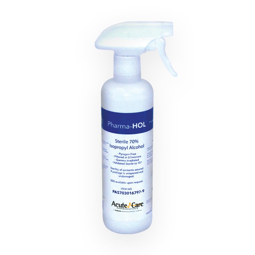 Pharma-Hol Sterile 70% Isopropyl Alcohol (IPA) - 9 Pack of 16oz Spray Bottles with 70% IPA/30% WFI (Water for Injection) - Ideal for First Aid, Medical Disinfection, Surface Cleaning & Electronics Maintenance