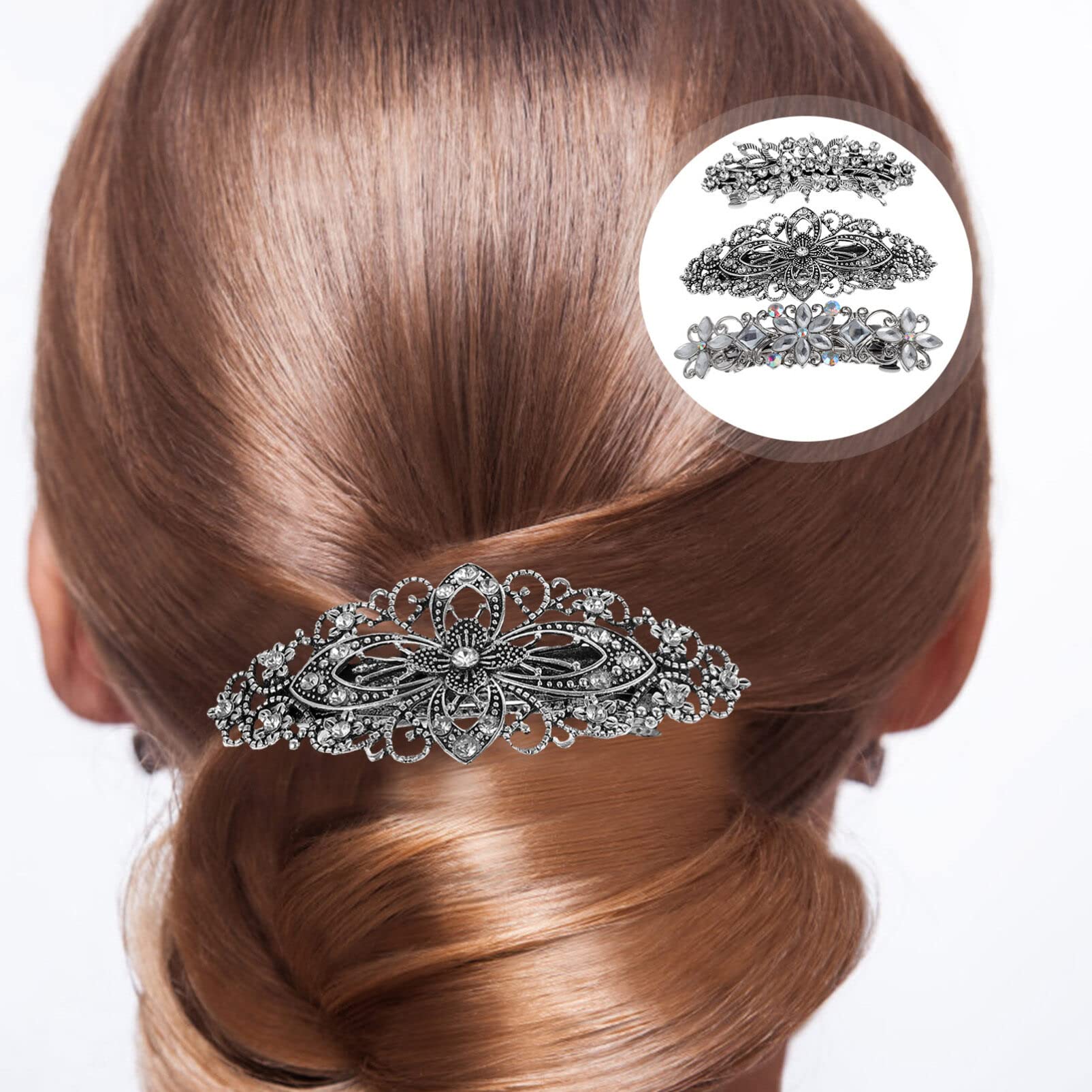 FRCOLOR 3-Piece Rhinestone Hair Clip Set - Elegant Metal Hairpins for Brides, Girls & Women | Perfect for Weddings, Prom & Special Occasions