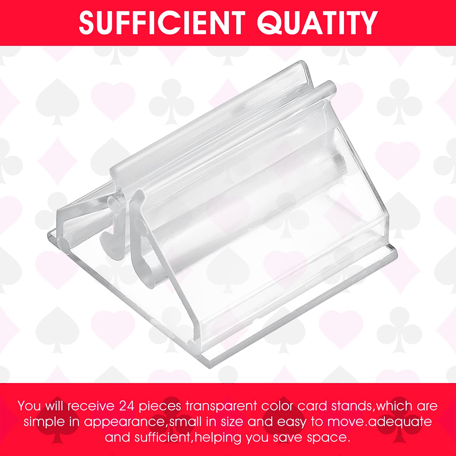 24PCS Clear Plastic Card Stands - Game Card Holders & Display Stands for Trading Cards, Photos, Memos, Pictures - Perfect for Board Games, Collectibles & Home Decor