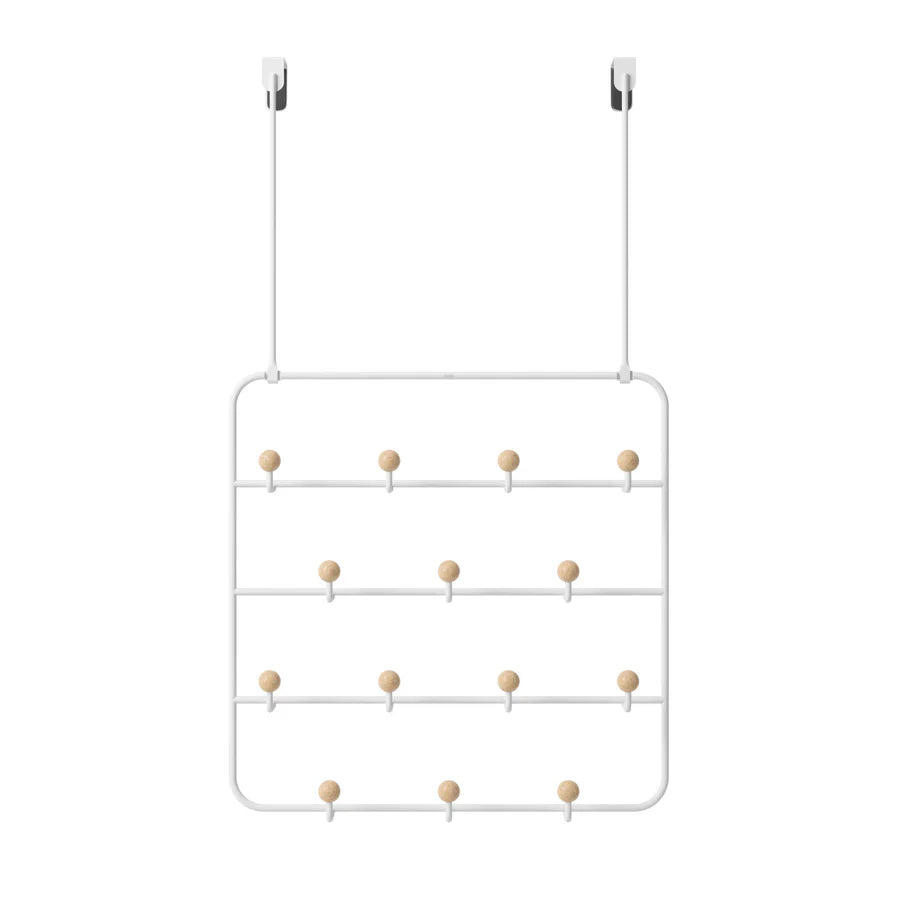 Estique Over The Door Organizer - White/Natural - Space Saving Storage Solution for Bedroom, Bathroom & Closet Organization
