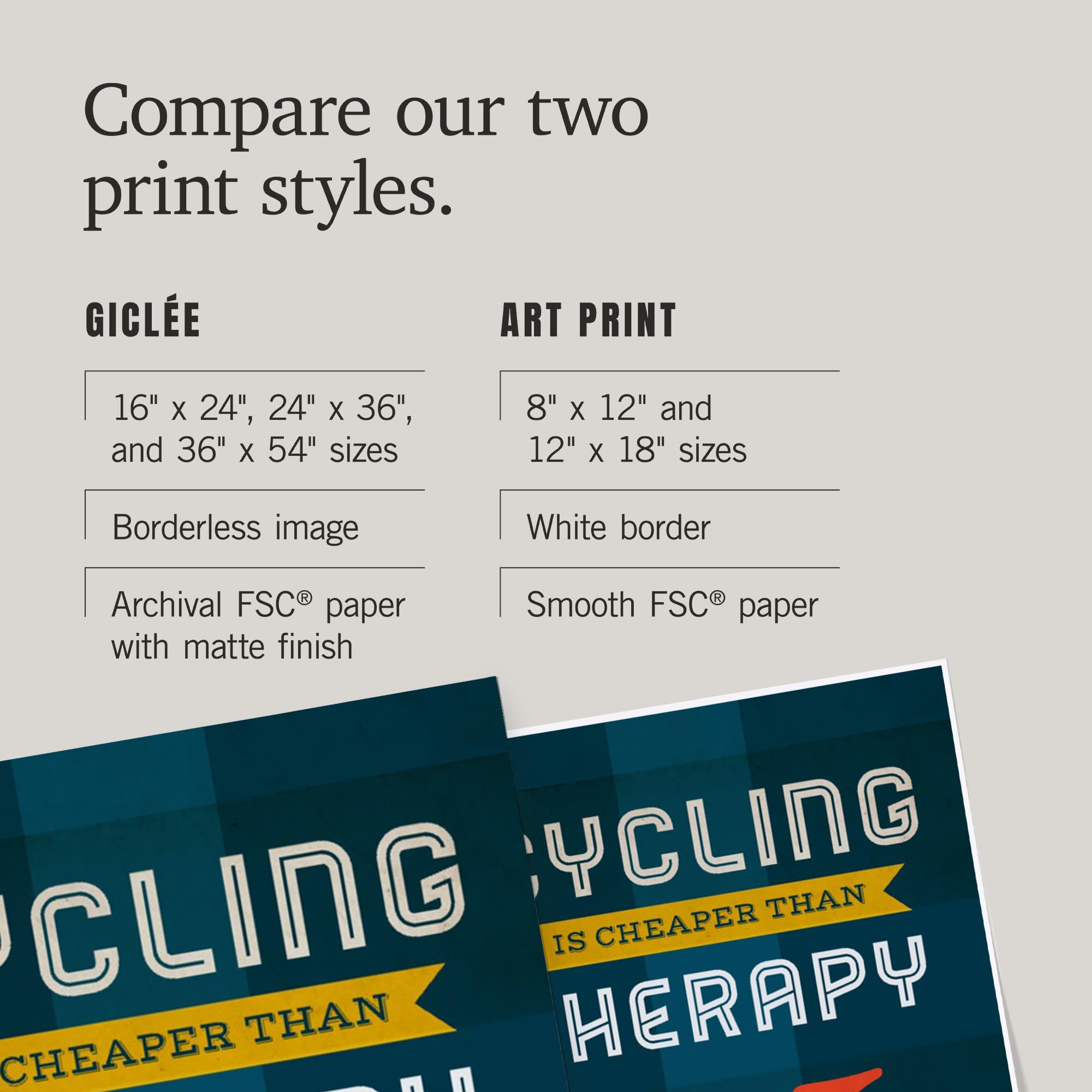 Lantern Press 16x24 Inch Giclee Art Print - Cycling is Cheaper than Therapy Screenprint Style Wall Decor for Living Room, Bedroom & Office
