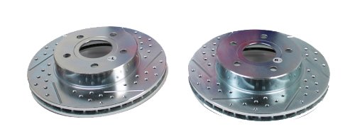 BAER 05551-020 Slotted & Drilled Zinc Plated Rear Brake Rotor Set - Pair for High-Performance Cars, Trucks & SUVs - Perfect for Racing, Off-Roading & Daily Driving