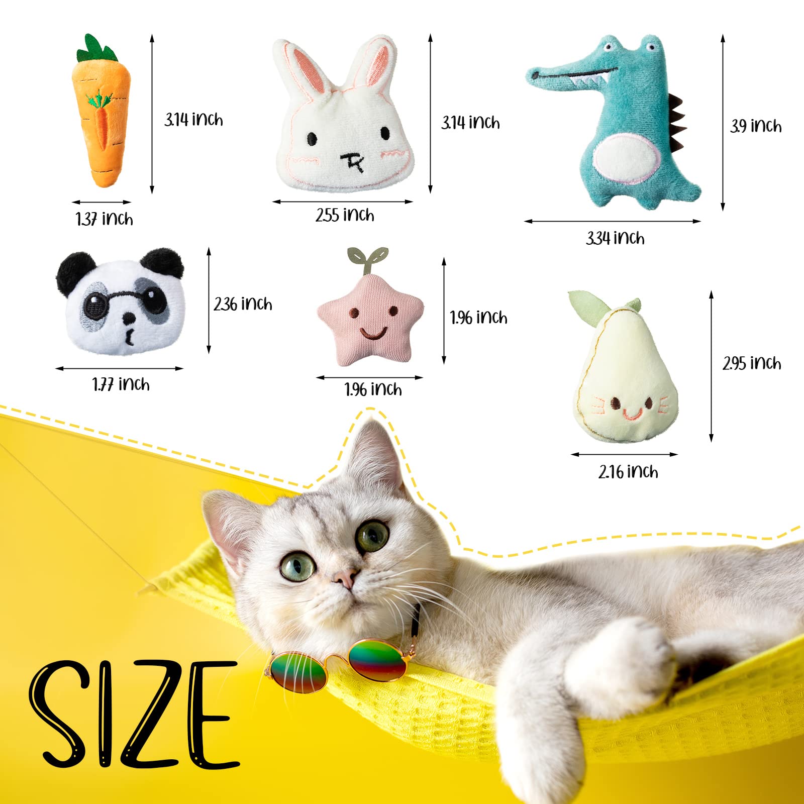 Jadive 50 Pcs Catnip Toys Bulk - Natural Catnip Filled Plush Toys for Indoor Cats, Interactive Kitten Chew Toys, Durable Pet Supplies for Play & Training - Perfect for Playtime, Stress Relief & Bonding with Your Cat