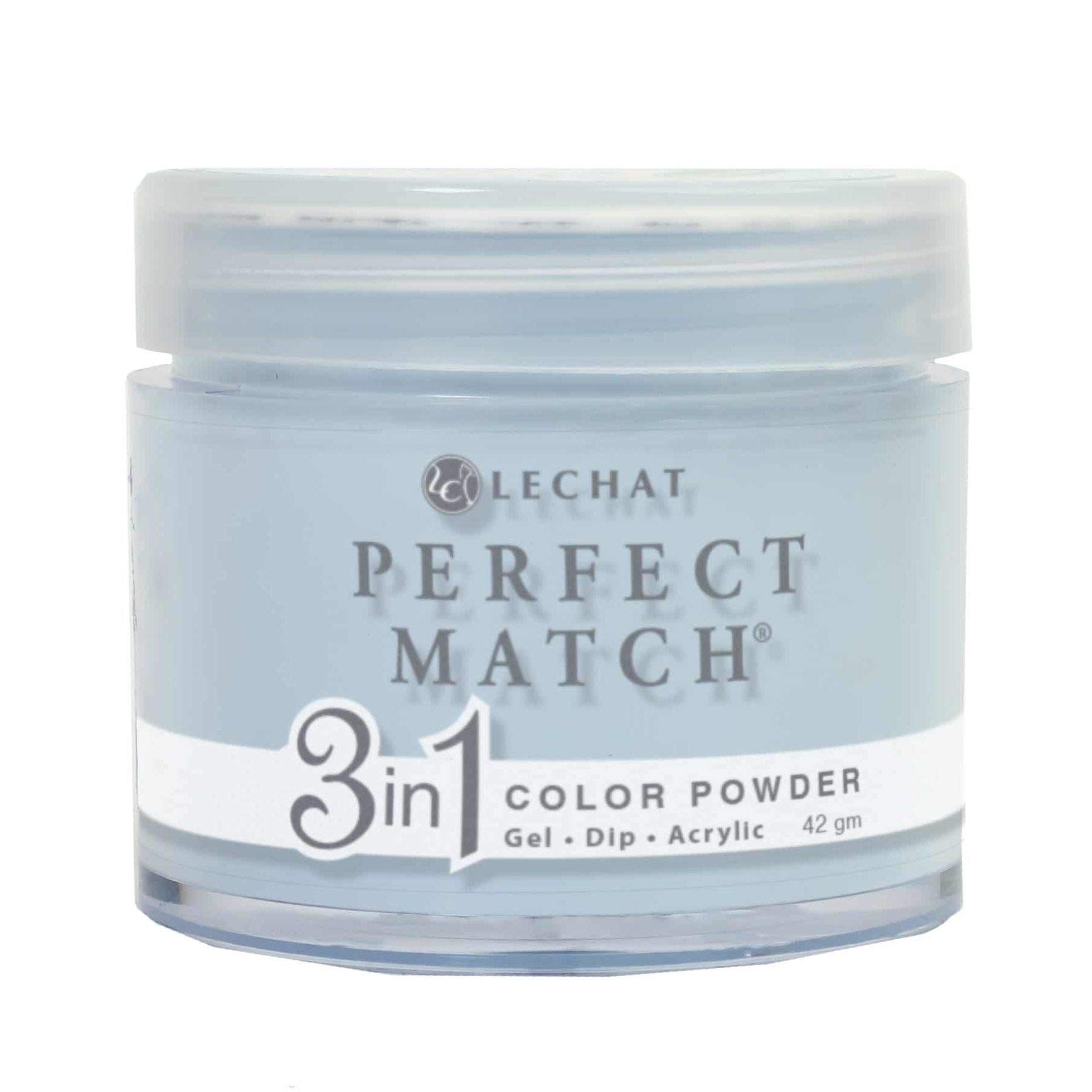 LECHAT Perfect Match 3-in-1 Nail Powder - Moonstone Blue (1.48 oz) | Professional Nail Art Design for Manicures & Pedicures