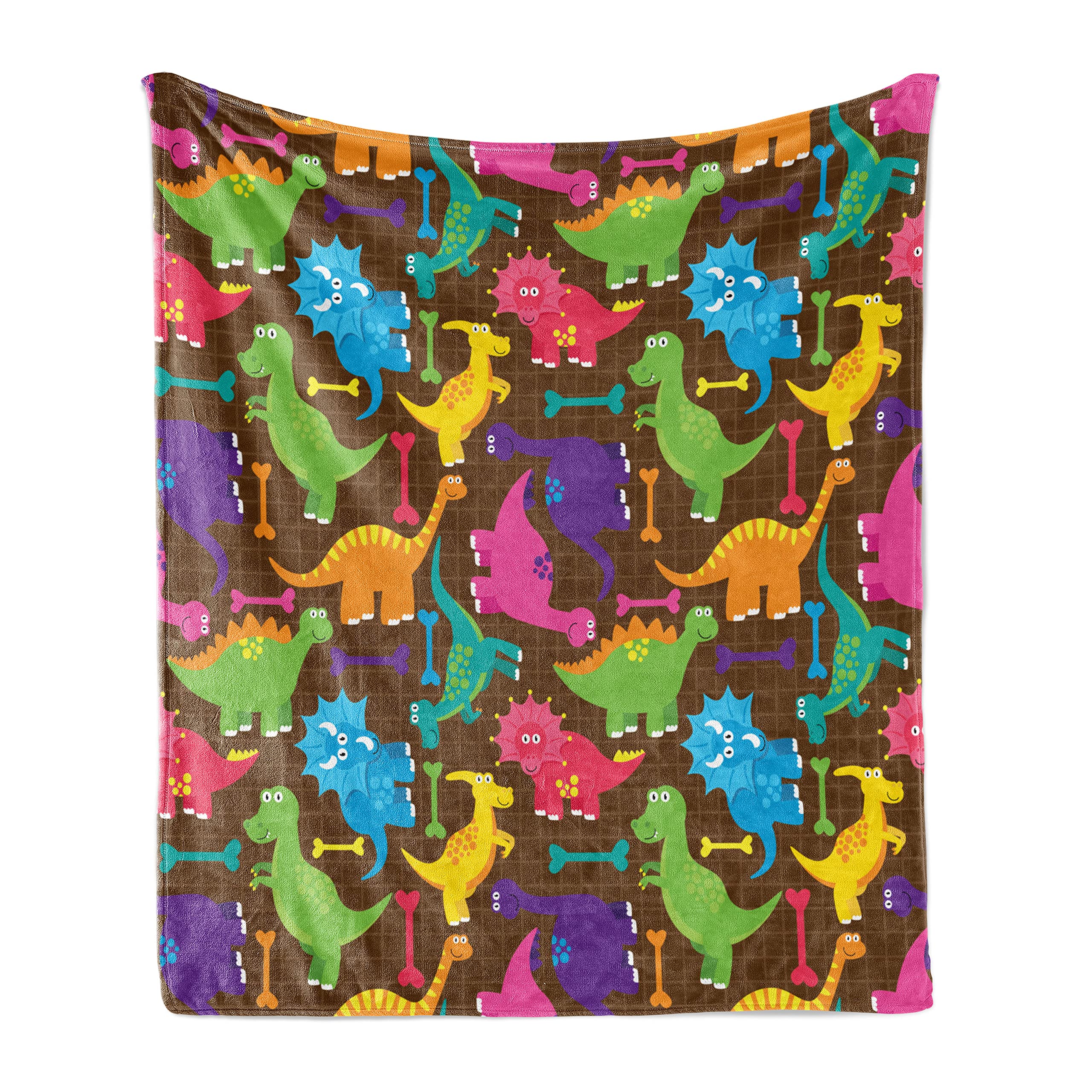 Ambesonne Tyrannosaurus Dinosaur Throw Blanket - Soft Flannel Fleece Video Game Style Design - 50