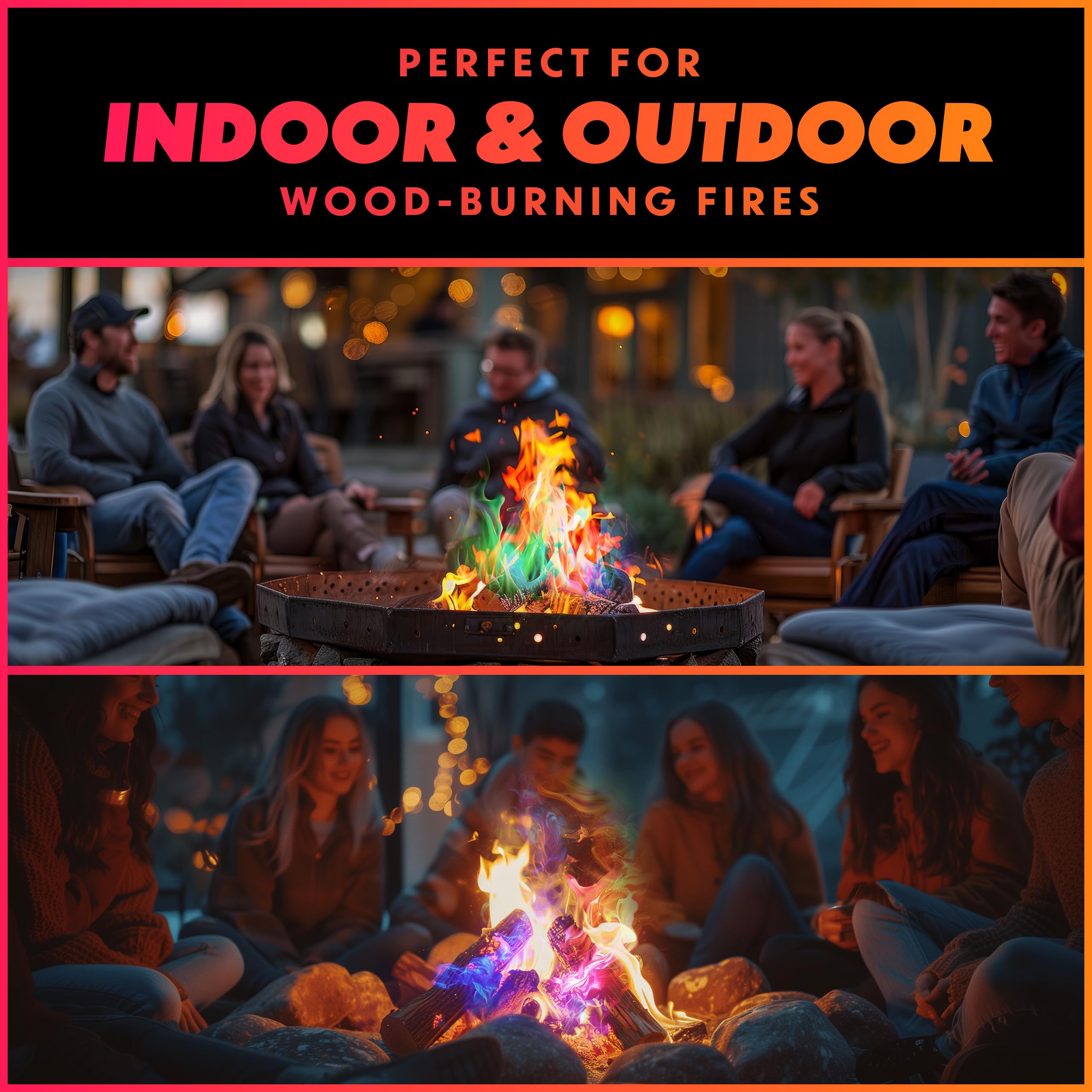 Magical Flames Fire Color Changing Packets - 12 Pack | Fire Pit & Camping Accessories | Enhance Campfire Experience for Backyard, Beach & Outdoor Gatherings