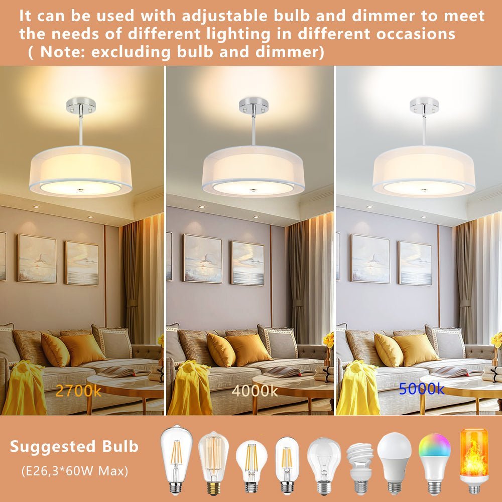 DLLT 3-Light Adjustable Semi Flush Mount Ceiling Fixture - 20