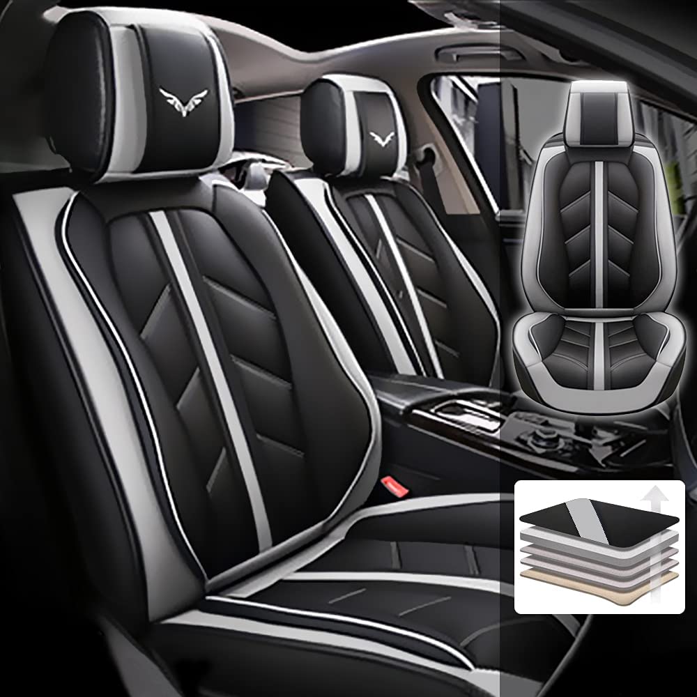 Premium Leather Car Seat Covers for Chevy Suburban 2007-2019 Models - 5-Seat Full Set, Waterproof & Durable Vehicle Seat Protectors (Gray, MH33) - Perfect for Road Trips, Family Travel & Daily Commuting