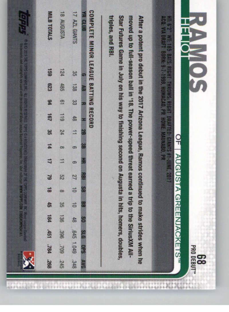 2019 Topps Pro Debut Baseball Card #68 Heliot Ramos - Collectible Sports Memorabilia for Fans