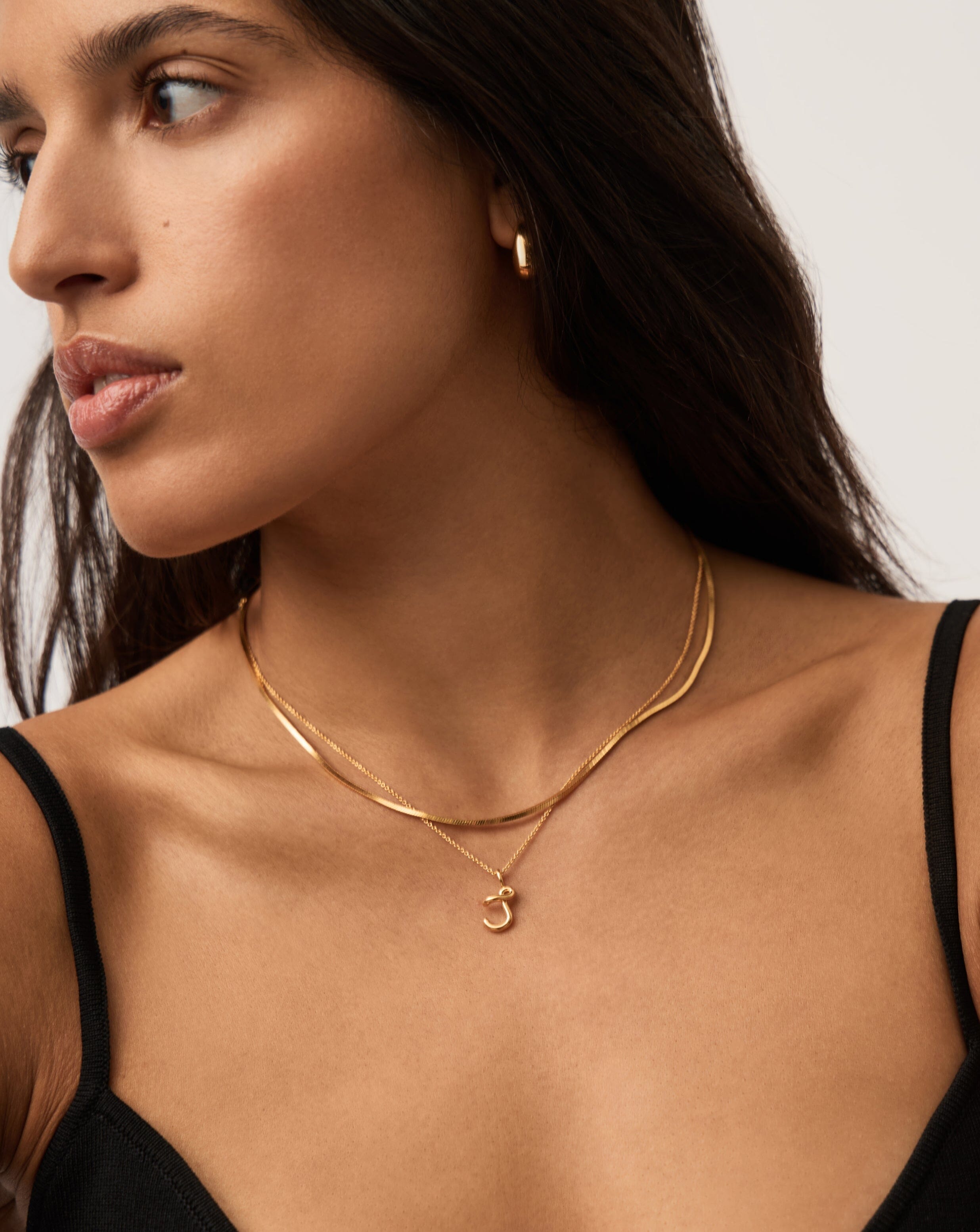 Curly Molten Mini Initial Necklace - Personalized Letter J Pendant in 18k Gold Vermeil - Perfect for Birthdays, Anniversaries & Everyday Layering Jewelry