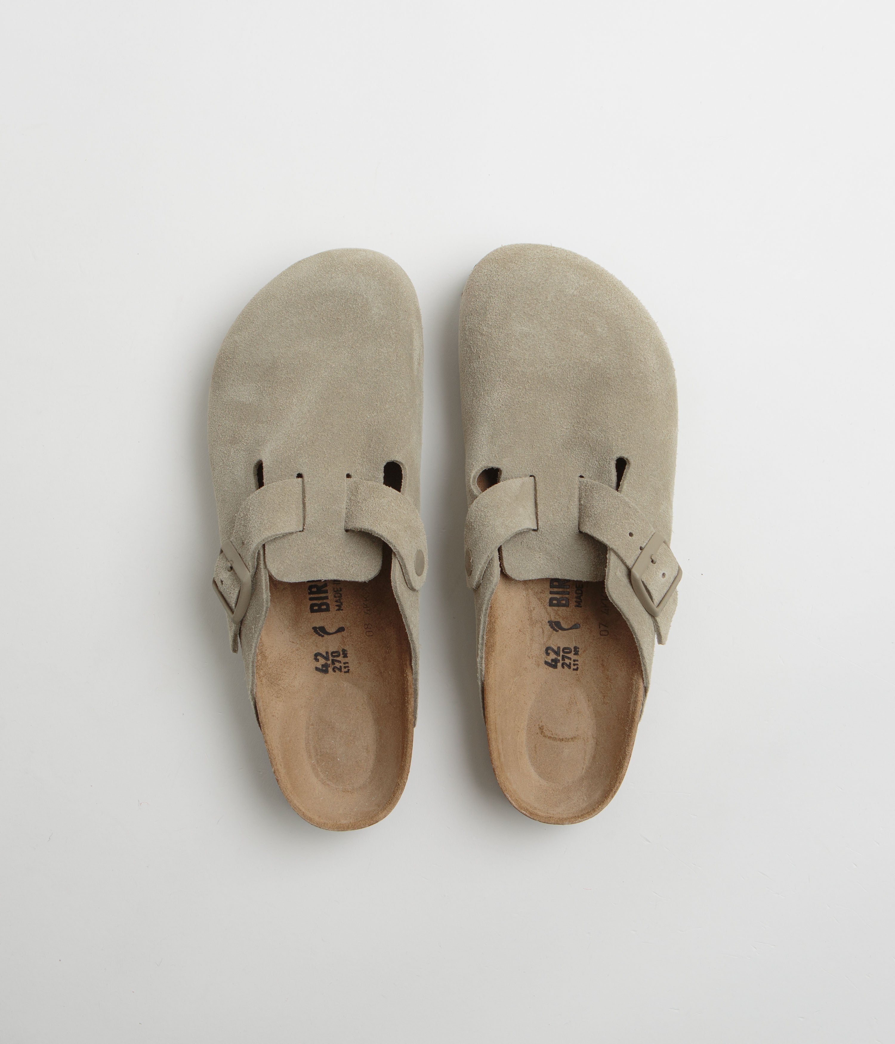 Birkenstock Boston Soft Footbed Sandals for Men & Women - Faded Khaki | Comfortable Clogs for Home, Office & Casual Wear