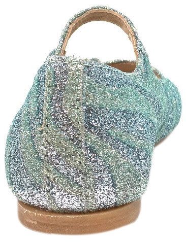 Manuela de Juan Mimi Aqua Glitter Leather Snap Mary Jane Flat Shoes for Women – Comfortable & Stylish Toddler Girl Shoes for Party, Wedding, and Special Occasions