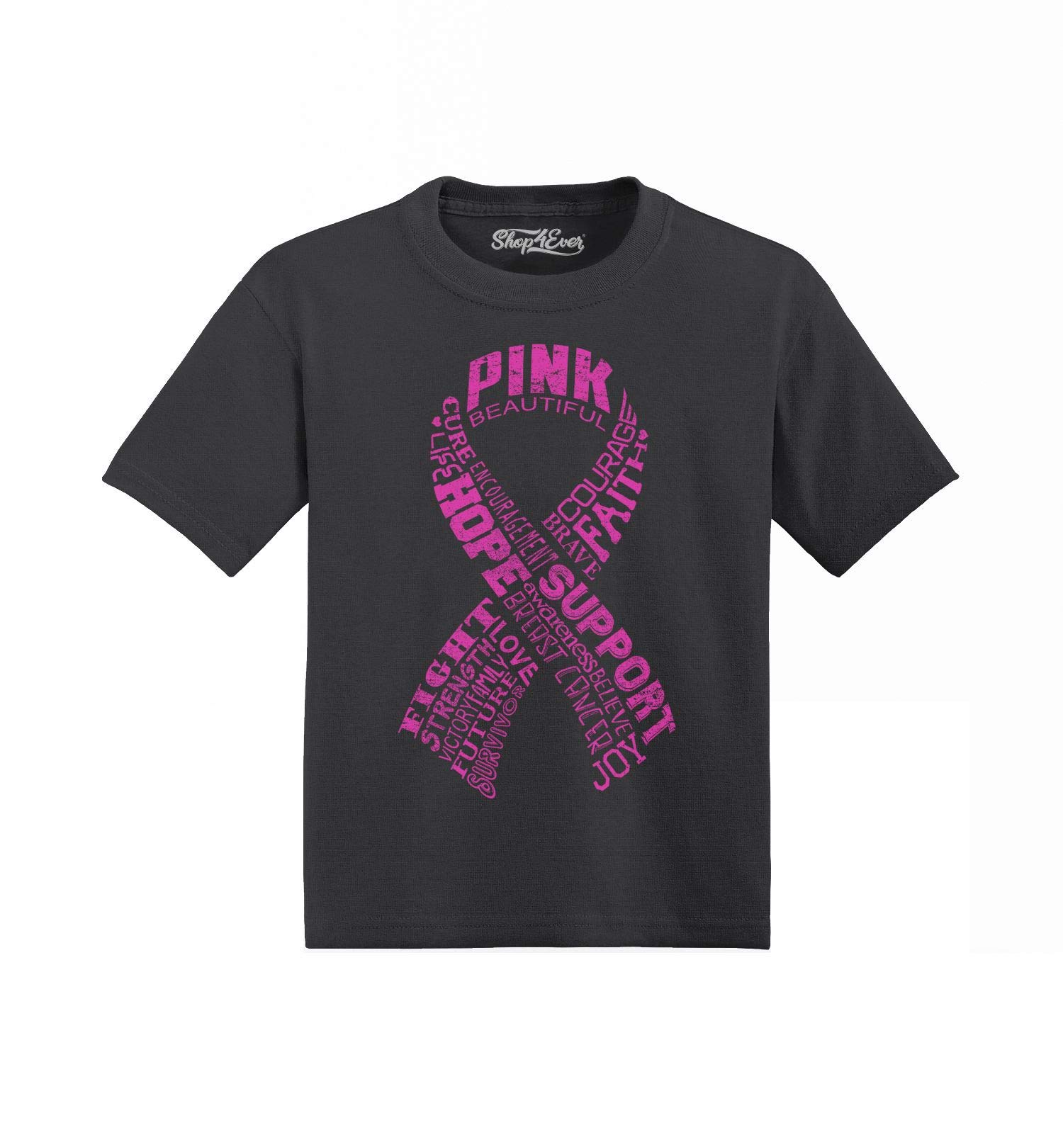 Shop4ever® Pink Ribbon Breast Cancer Awareness Toddler Cotton T-Shirt - Cute Graphic Tee for Kids, Girls & Boys - Perfect for Fundraisers, Walks & Support Events