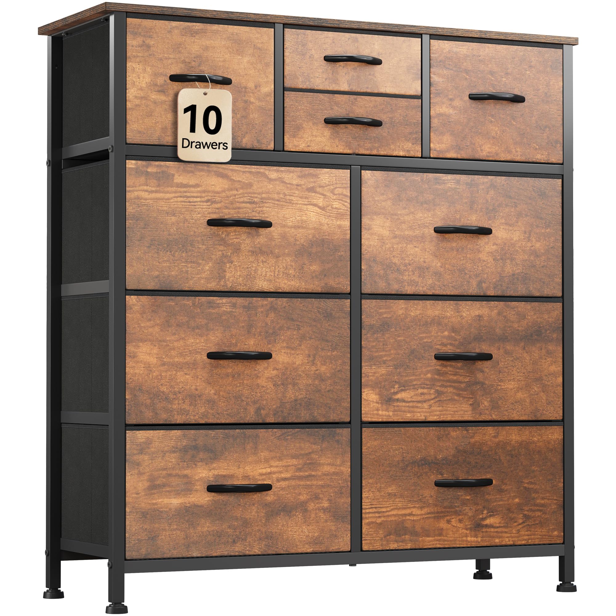YITAHOME 10-Drawer Fabric Dresser with Sturdy Steel Frame & Wooden Top - Bedroom Storage Organizer for Clothes, Toys, Linens - Perfect for Living Room, Hallway, Closet Organization