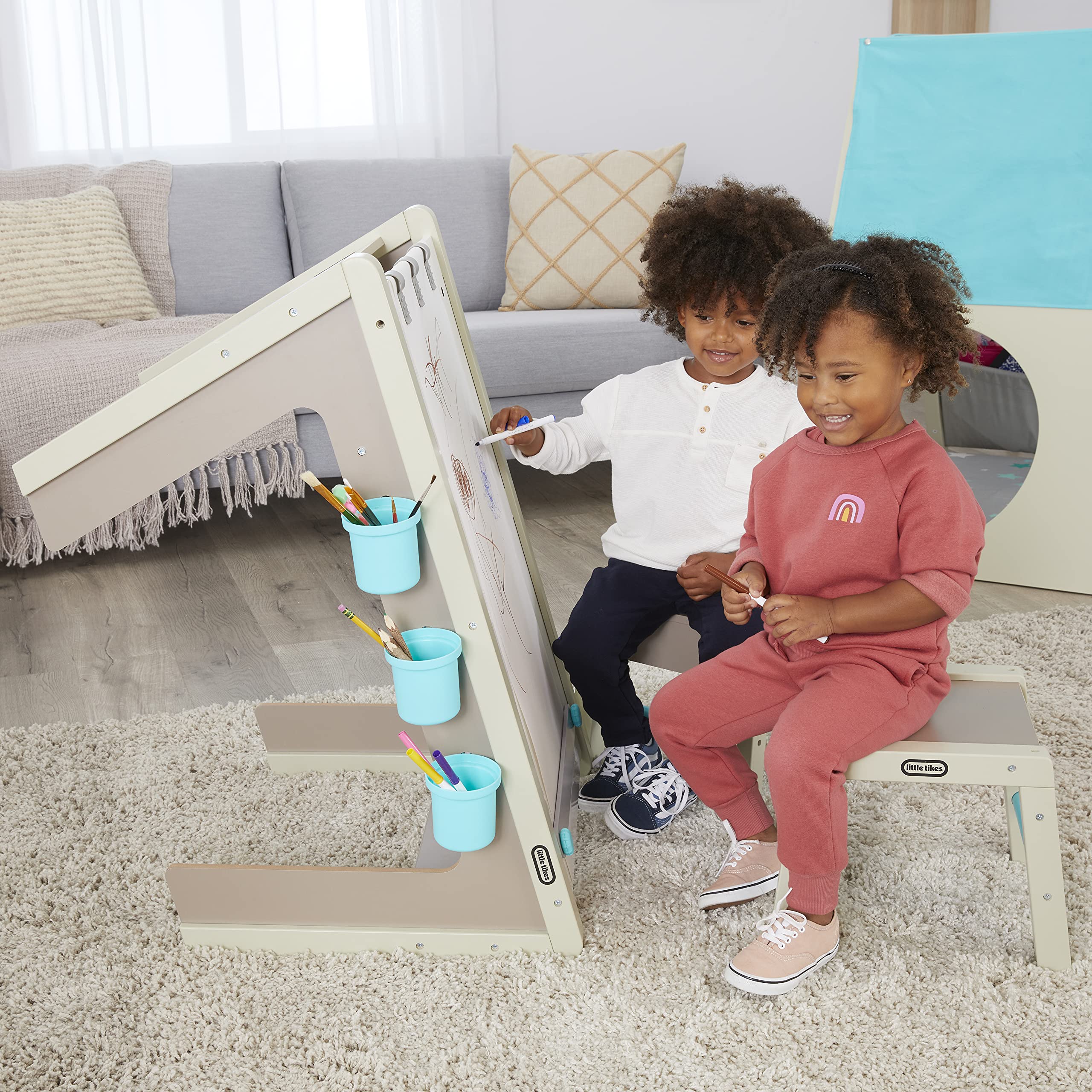 Little Tikes 2-in-1 Easel and Table - Kids Art Studio Activity Center for Boys & Girls Ages 3-8 | Perfect for Drawing, Painting & Creative Play at Home or School