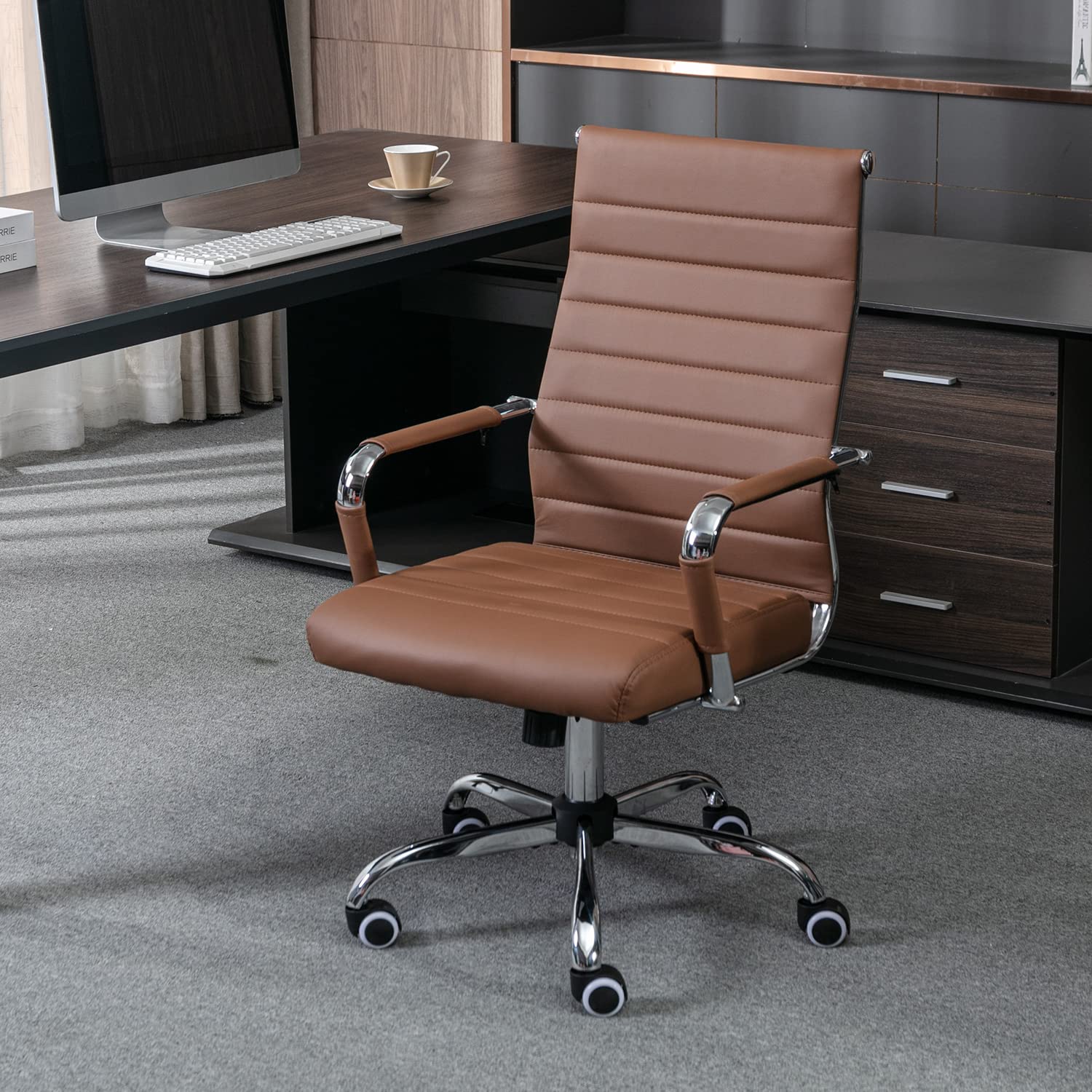 Okeysen Ergonomic Office Desk Chair - Adjustable Swivel Rolling Executive Chair with Ribbed Leather Design for Home Office & Conference Room - Perfect for Long Hours of Work, Meetings, and Comfortable Seating