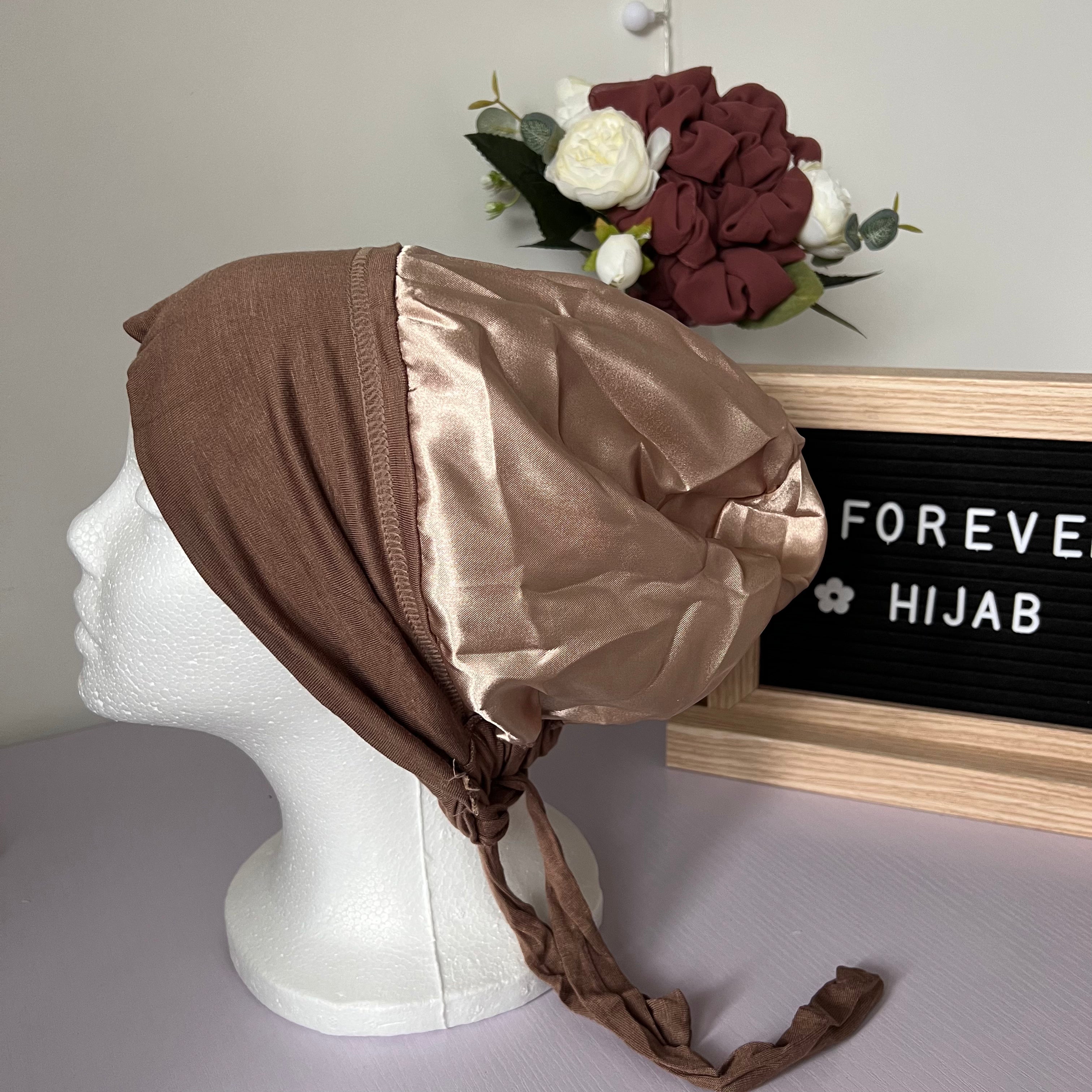 Rose Taupe Satin Lined Tie Back Undercap for Women - Elegant Hair Accessory for Church, Weddings & Special Occasions