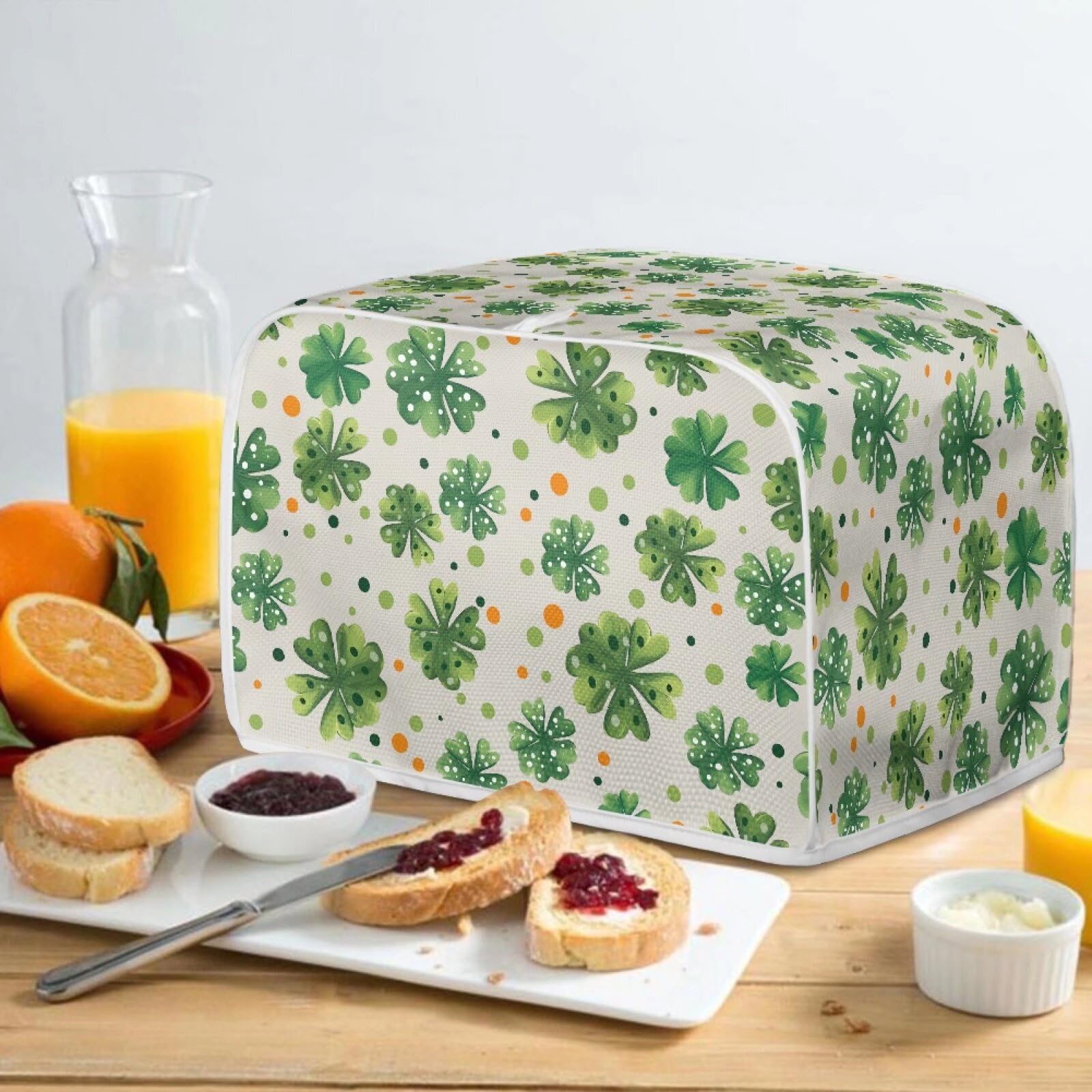Clover 2 Slice Toaster Cover - Microwave Oven Dustproof Protector for Small Kitchen Appliances - St. Patrick's Day Decorative Accessory - Perfect for Home, Office & Dorm Room Use