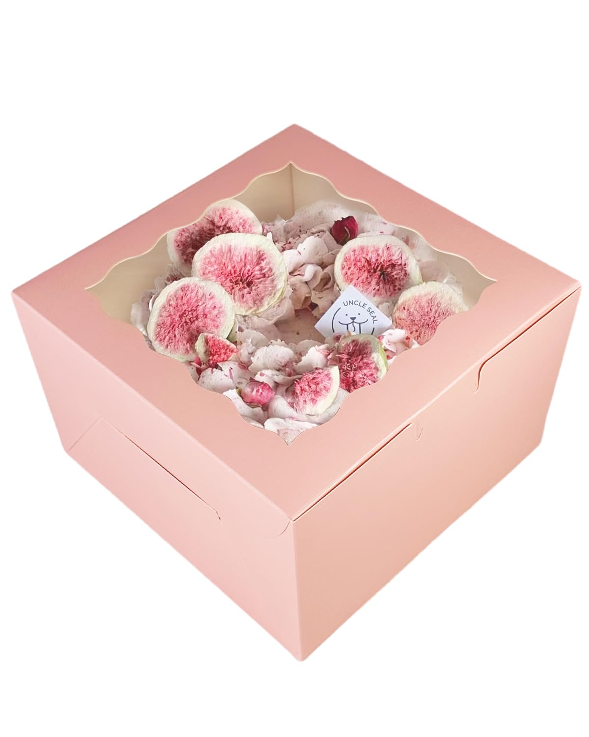 Qiqee 10x10x5 Inch Pink Cake Box with Window - 18 Sets Cake Containers & 10 Inch Round Cake Boards - Perfect for Birthday Parties, Wedding Cakes & Bakery Display