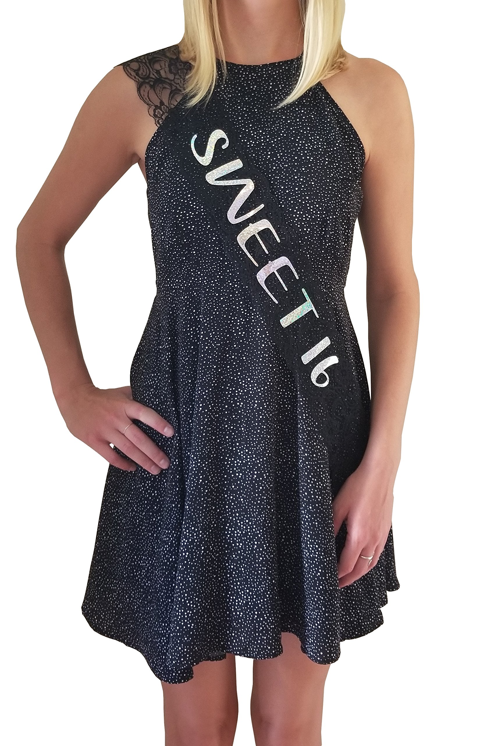 Sweet 16 Lace Sash for 16th Birthday Party - Elegant Black Birthday Party Favor & Decoration - Perfect for Quinceañera, Sweet 16 Celebrations & Special Occasions