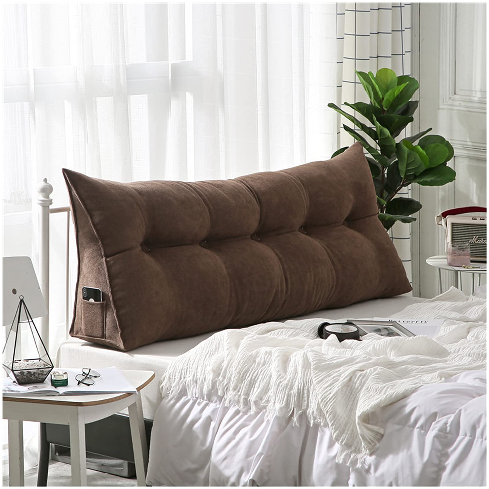 YSDQ Wedge Headboard Triangular Backrest Pillow - Breathable Reading & Positioning Support Cushion for Sofa, Bed, Floor - Removable Cover (Perfect for Reading, Relaxing, Watching TV in Bed)