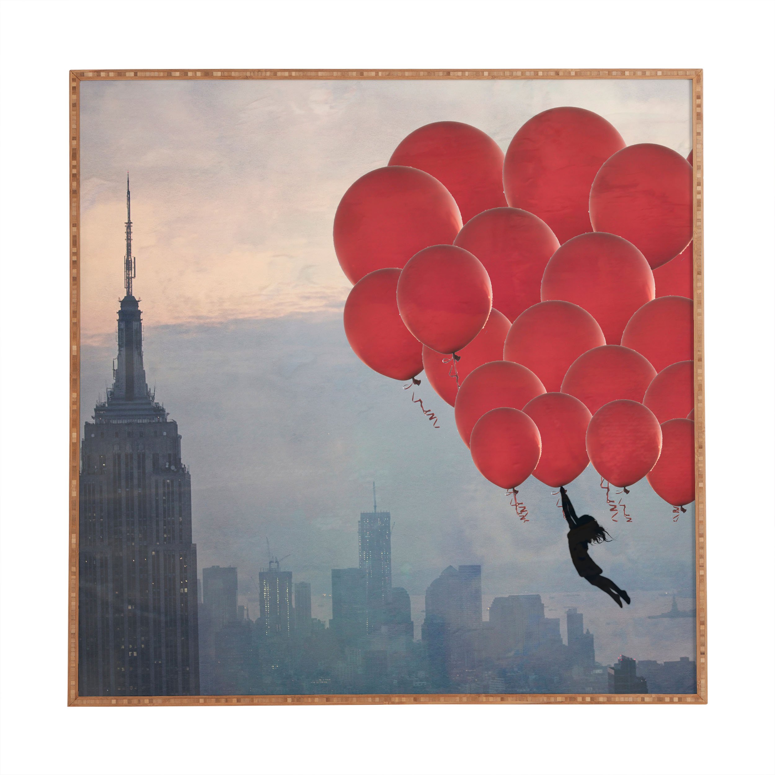 Deny Designs Maybe Sparrow Photography Floating Over The City Framed Wall Art - Medium Size Urban Landscape Print - Perfect for Living Room, Bedroom or Office Decor