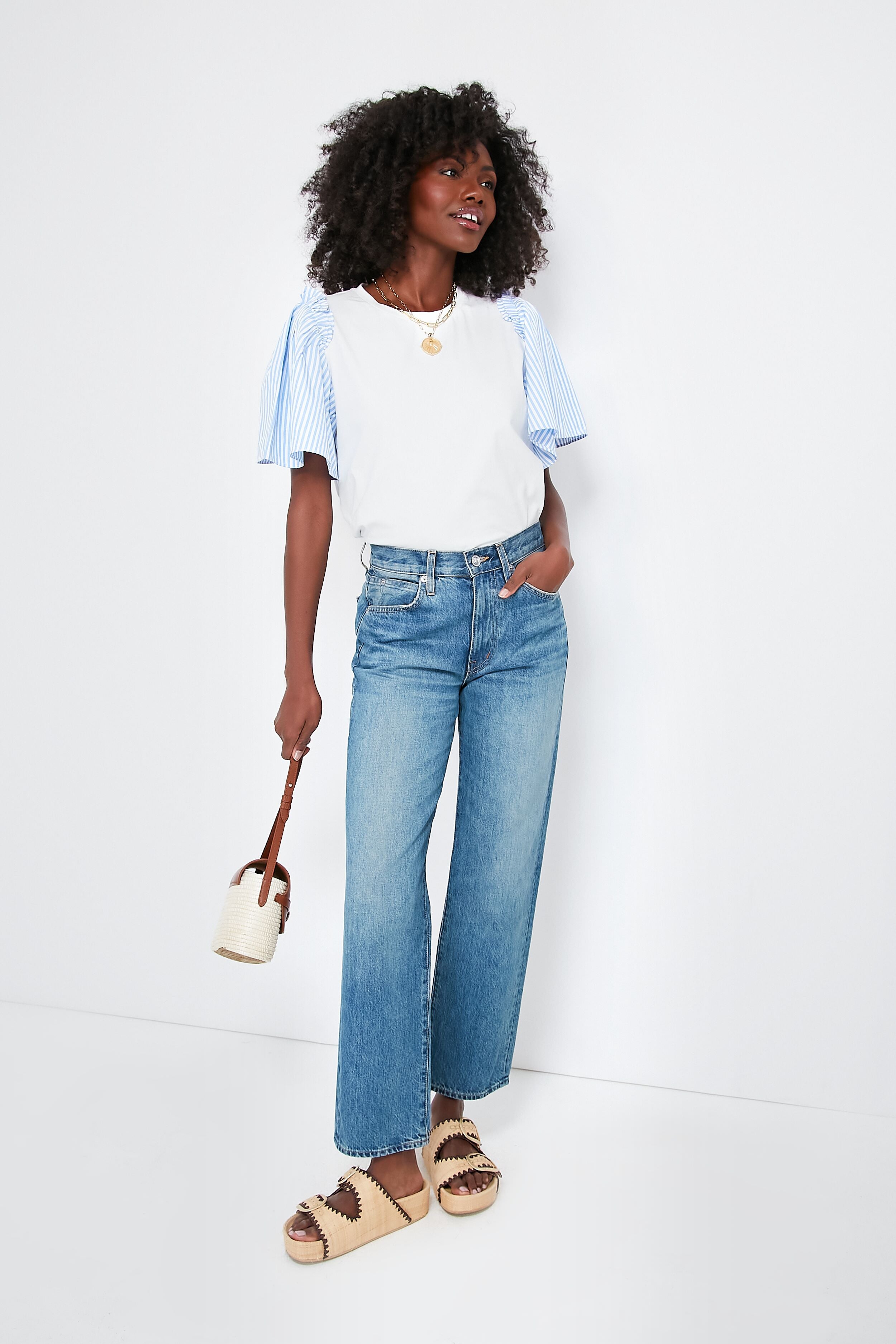Blue Stripe Mollie Blouse - Women's Stylish Casual Top for Summer | Perfect for Office, Date Night & Weekend Outings