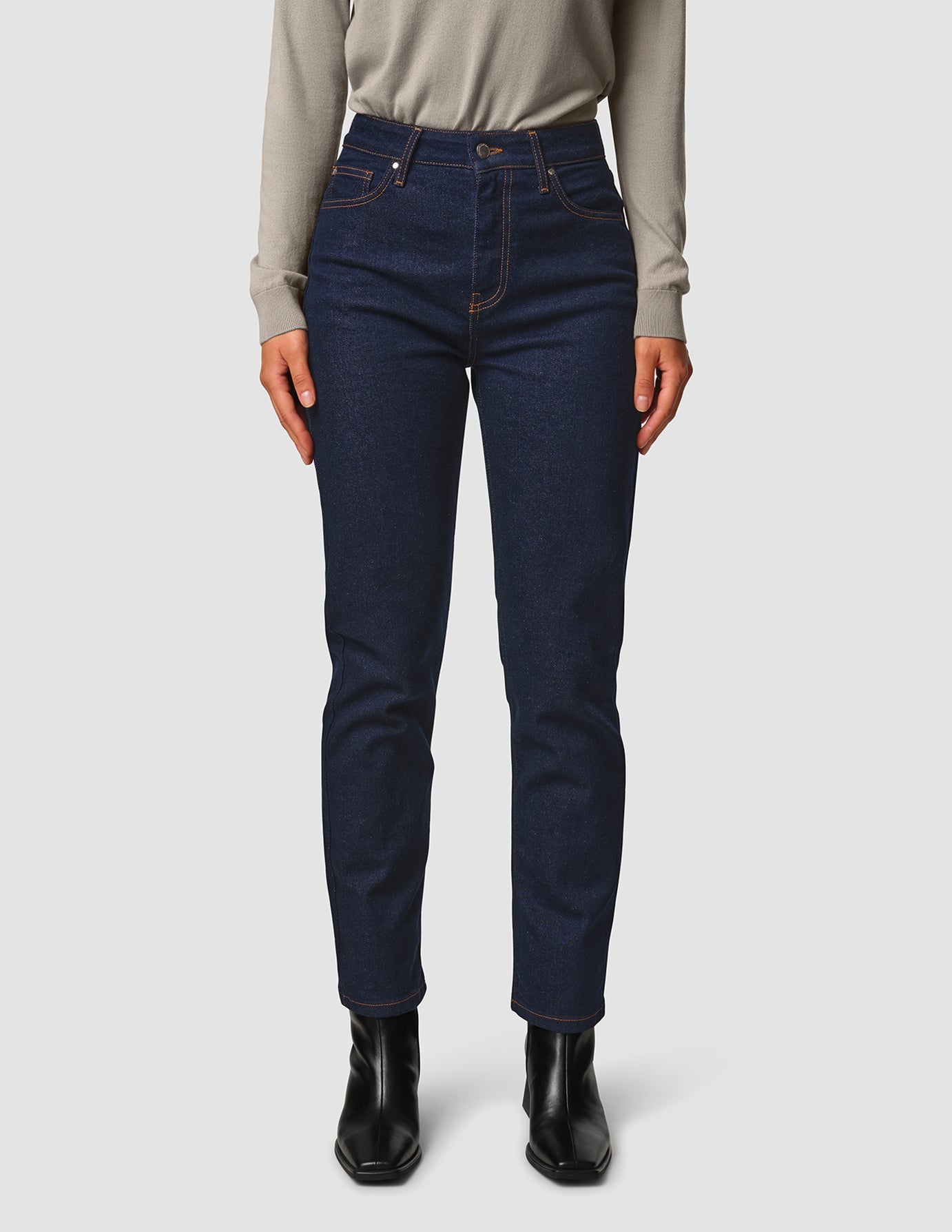 Slim Fit Tapered Dark Blue Jeans for Men & Women - Comfortable Stretch Denim Pants for Casual Wear & Everyday Outfits
