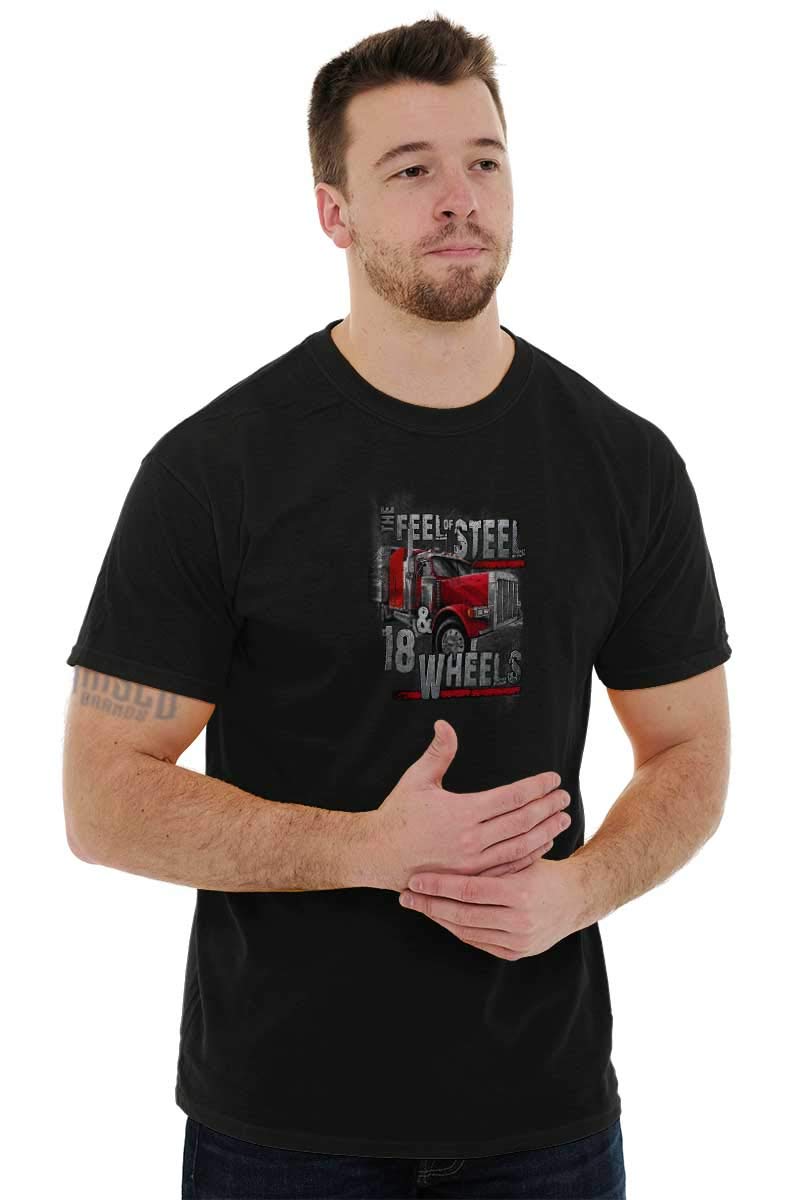 Steel 18 Wheels Truck Driver Graphic T-Shirt for Men - Cool Vintage Trucker Tee - Perfect for Truck Enthusiasts, Road Trips & Casual Wear