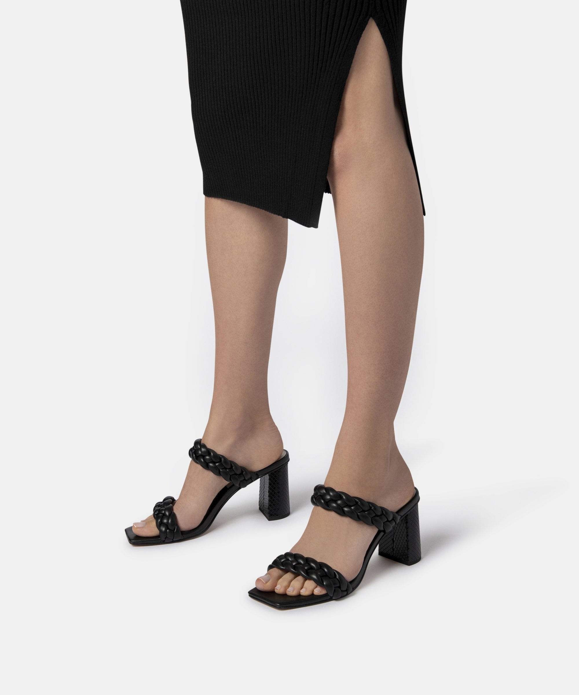 PAILY Women's Wide Heel Black Stella Sandals - Comfortable & Stylish for Work, Parties & Everyday Wear