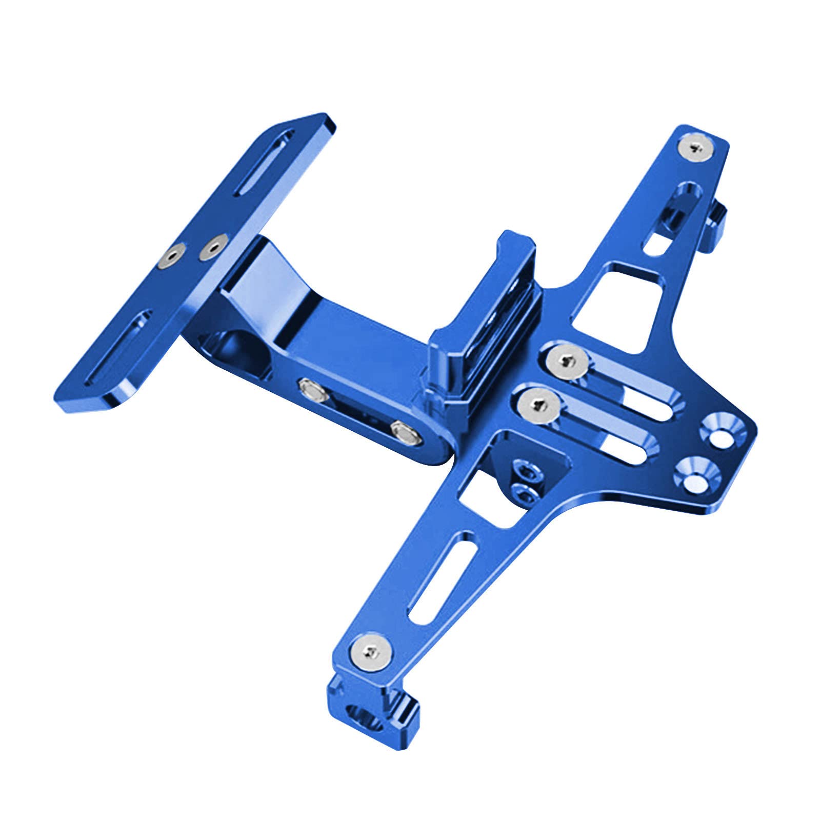 Baugger Universal Motorcycle License Plate Bracket with LED Lights - Durable Aluminum Alloy License Plate Holder (Blue) - Perfect for Night Riding & Custom Bike Builds