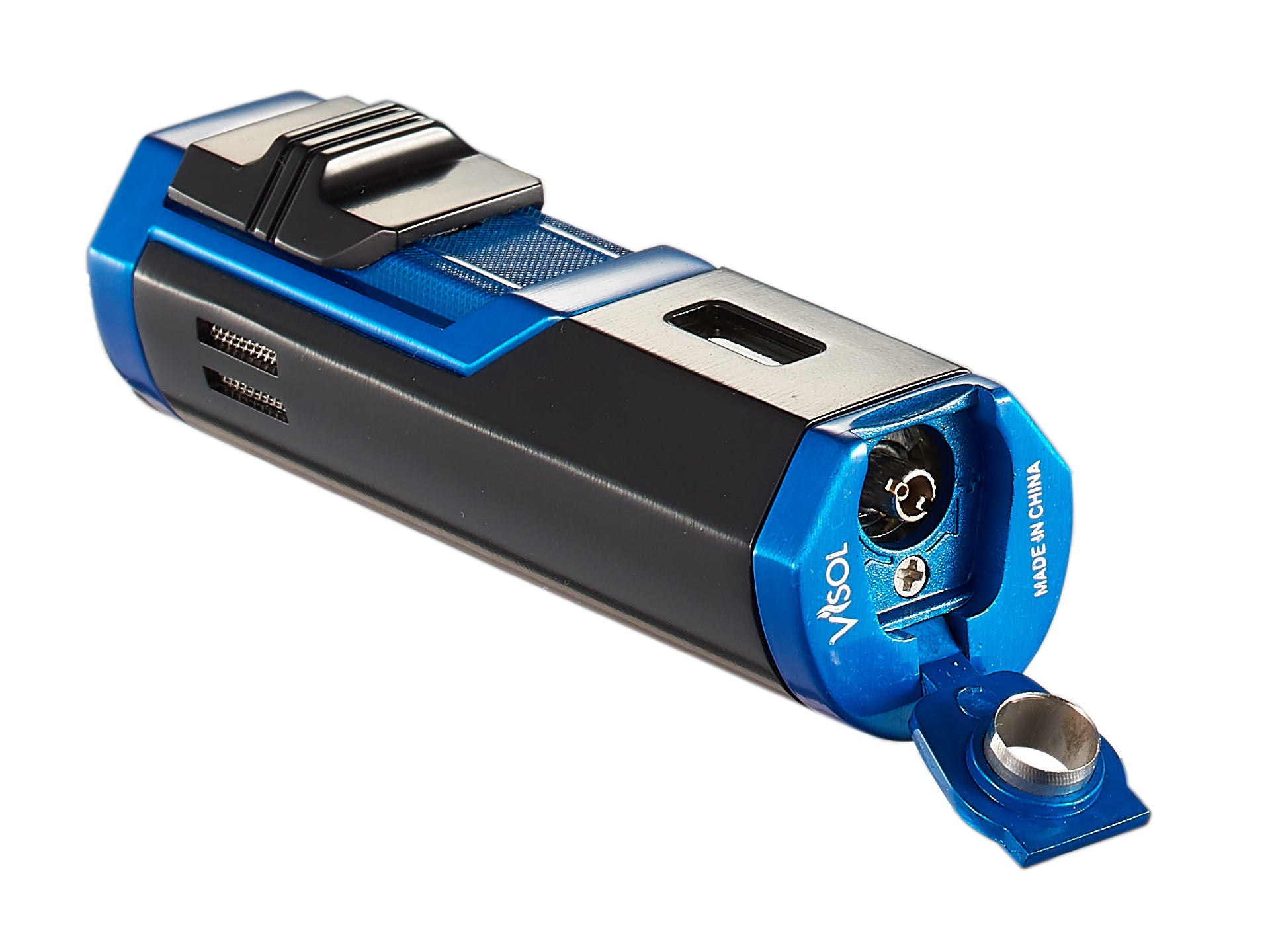 Visol Andes Triple Torch Cigar Lighter - Windproof Butane Lighter for Cigars, Blue & Black - Perfect for Outdoor Smoking, Cigar Aficionados & Gifts