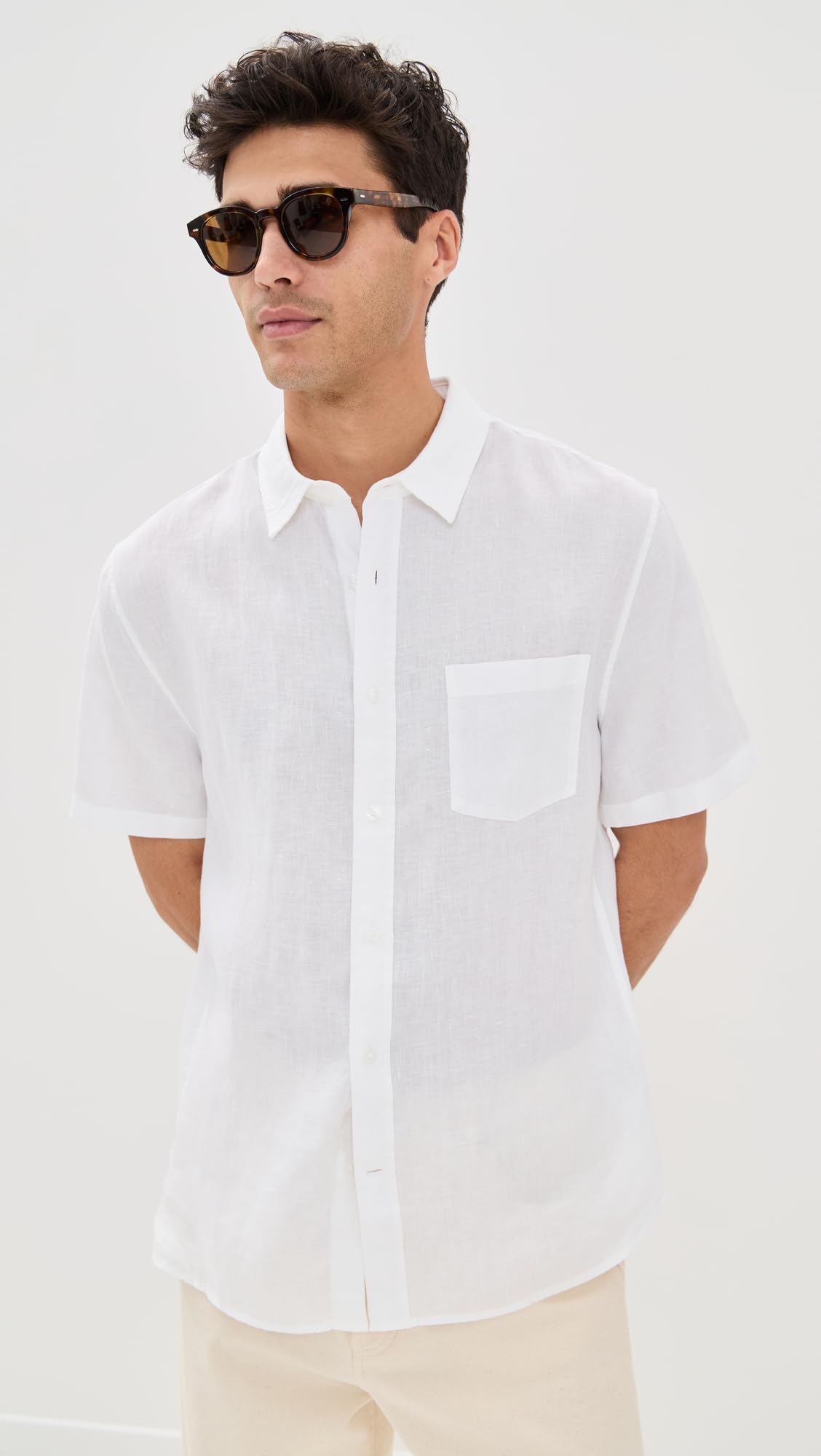 Vince Men's Linen Short Sleeve Shirt - Breathable Summer Casual Button Down Shirt for Beach, Vacation & Outdoor Activities