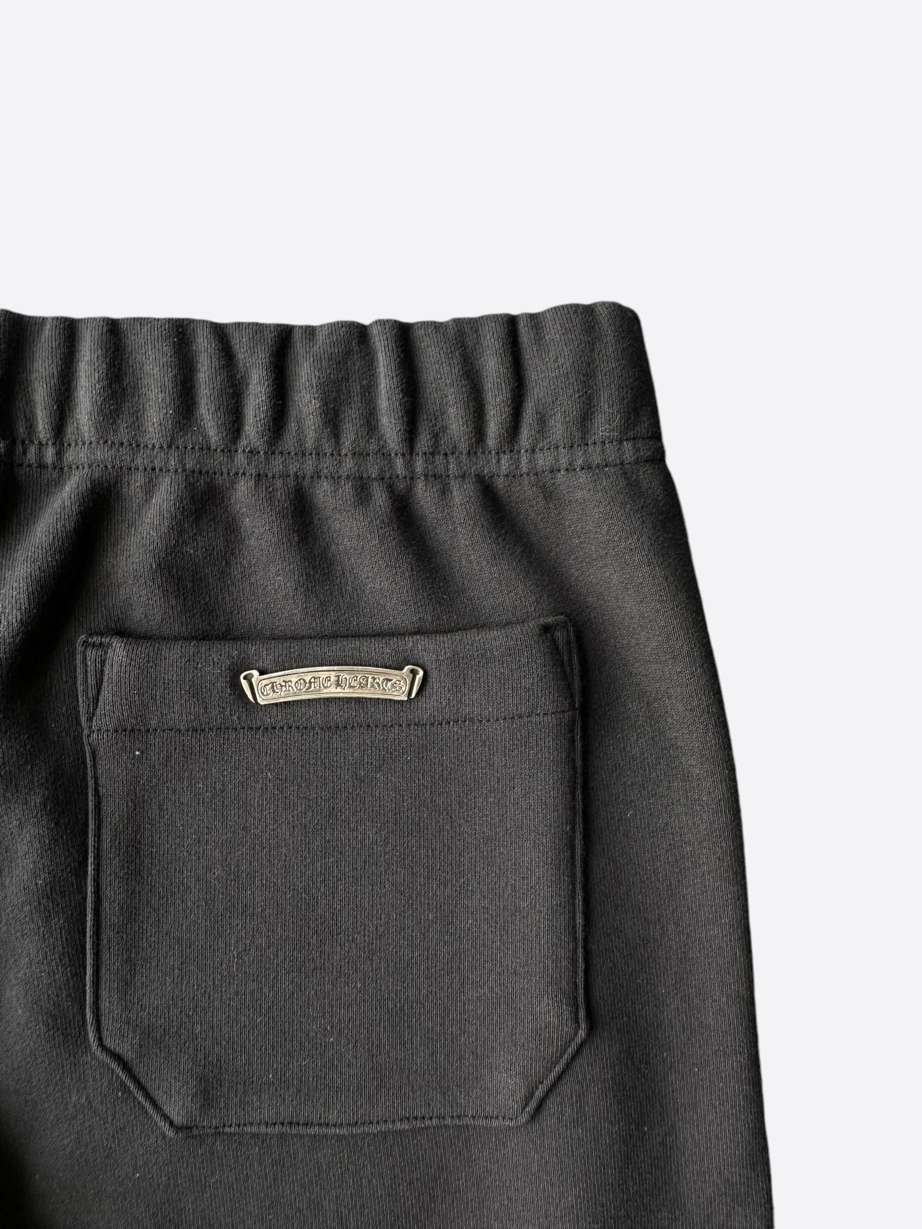 Chrome Hearts Black Triple Cross Patch Paper Jam Sweatpants for Men - Gothic Streetwear Pants with Cross Design - Perfect for Casual Wear, Hip Hop Fashion & Urban Outfits