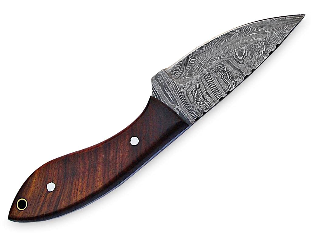 8 Inch Custom Handmade Damascus Steel Fixed Blade Knife with Sheath - Hunting, Skinning, EDC & Outdoor Survival Knife - Perfect for Camping, Bushcraft & Tactical Use (Brown)