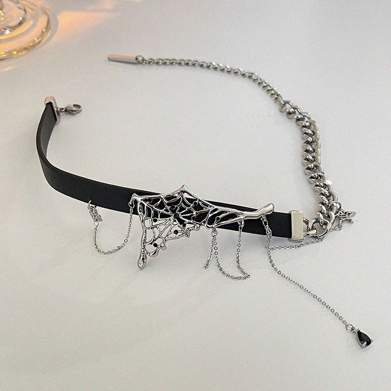 Spider Serpent Black Leather Choker Necklace Punk Gothic Collar for Women & Men | HN1872 | Perfect for Halloween, Cosplay, and Gothic Fashion Accessories
