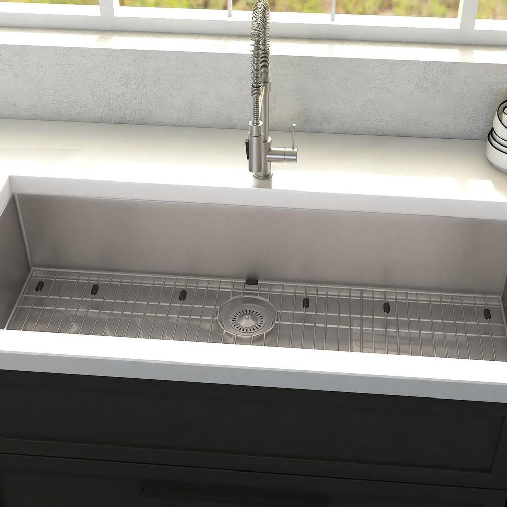 ZLINE 36-Inch Meribel Undermount Single Bowl Stainless Steel Kitchen Sink with Bottom Grid - Multiple Color Options (SRS 36) - Perfect for Modern Kitchens & Restaurant Prep Areas