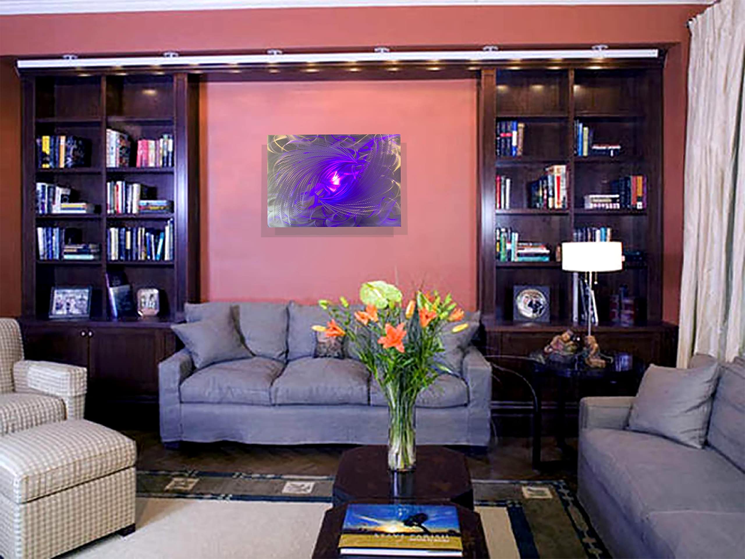 3D Silver Metal Wall Art with LED RGB Lighting - Modern Home & Office Decor - 30