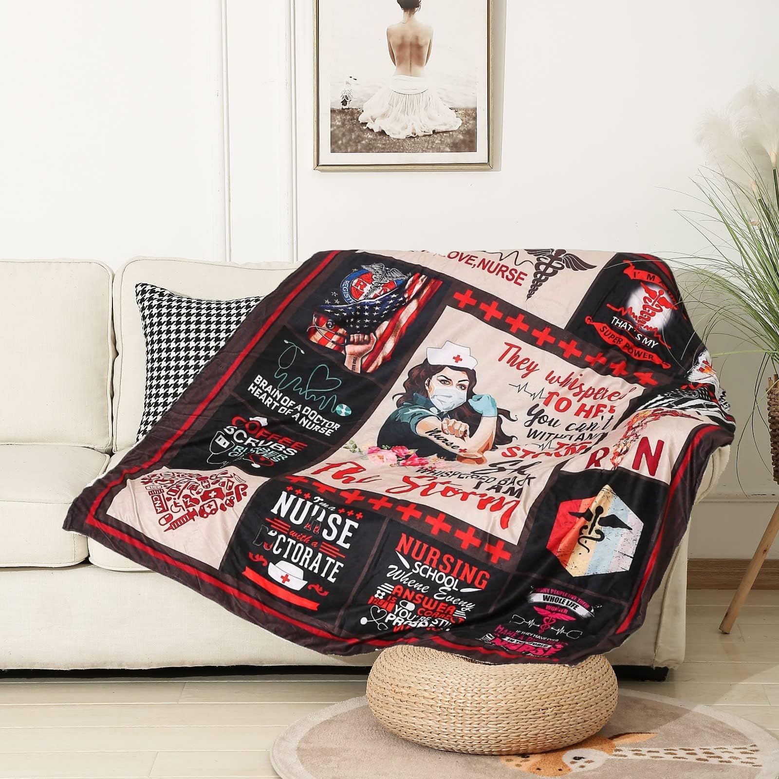 Super Soft Sherpa Nurse Blanket - 50x60 Inch Cozy Throw for Women, RN & Nurse Practitioner Gifts (Storm Color) | Perfect for Hospitals, Clinics & Home Relaxation