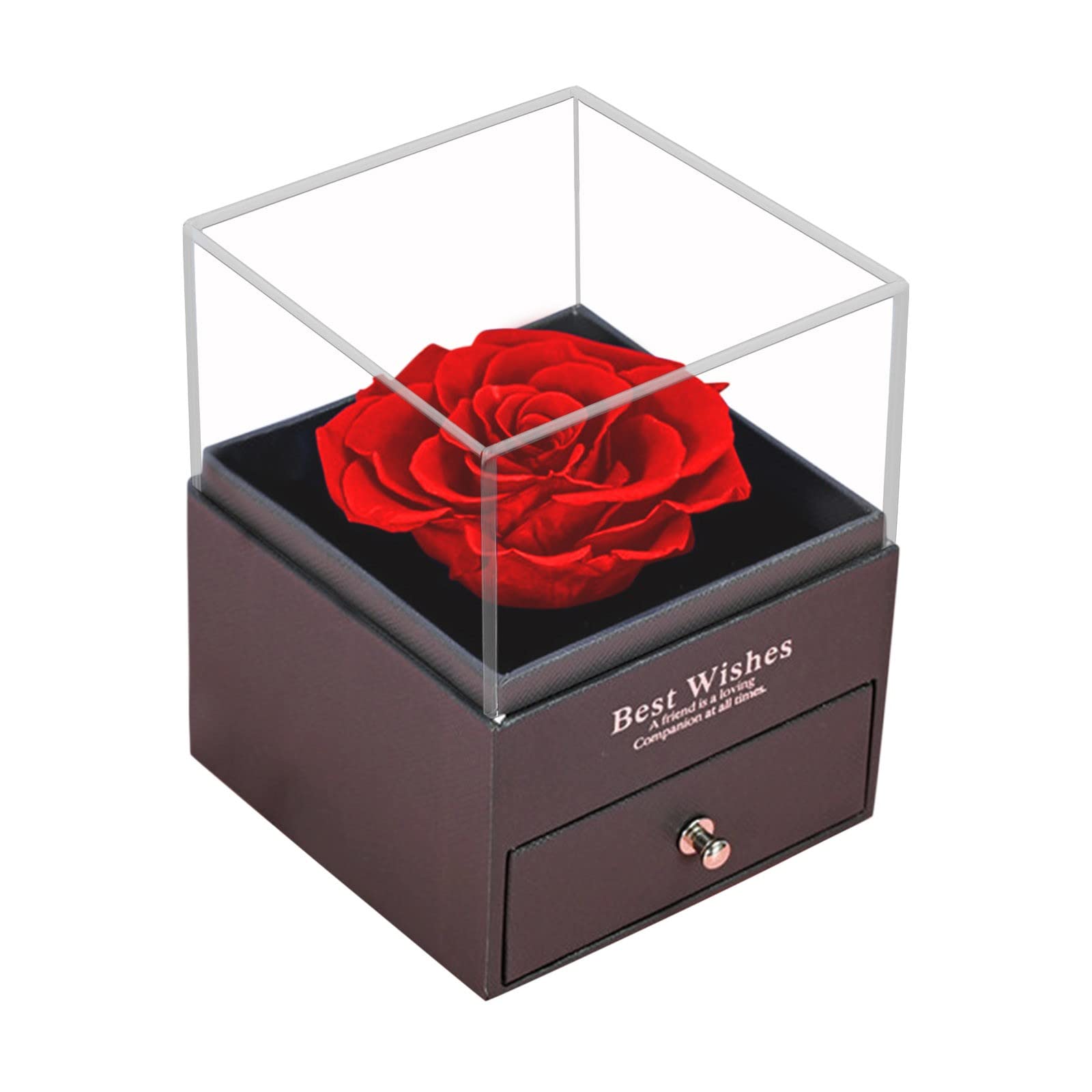 Everlasting Rose Gift Box - Handmade Floral Jewelry Storage & Baby Clothes Organizer | Valentine's Day, Mother's Day Preserved Flower Keepsake | Perfect for Home Decor, Wedding Favors & Romantic Gifts (Red, One Size)