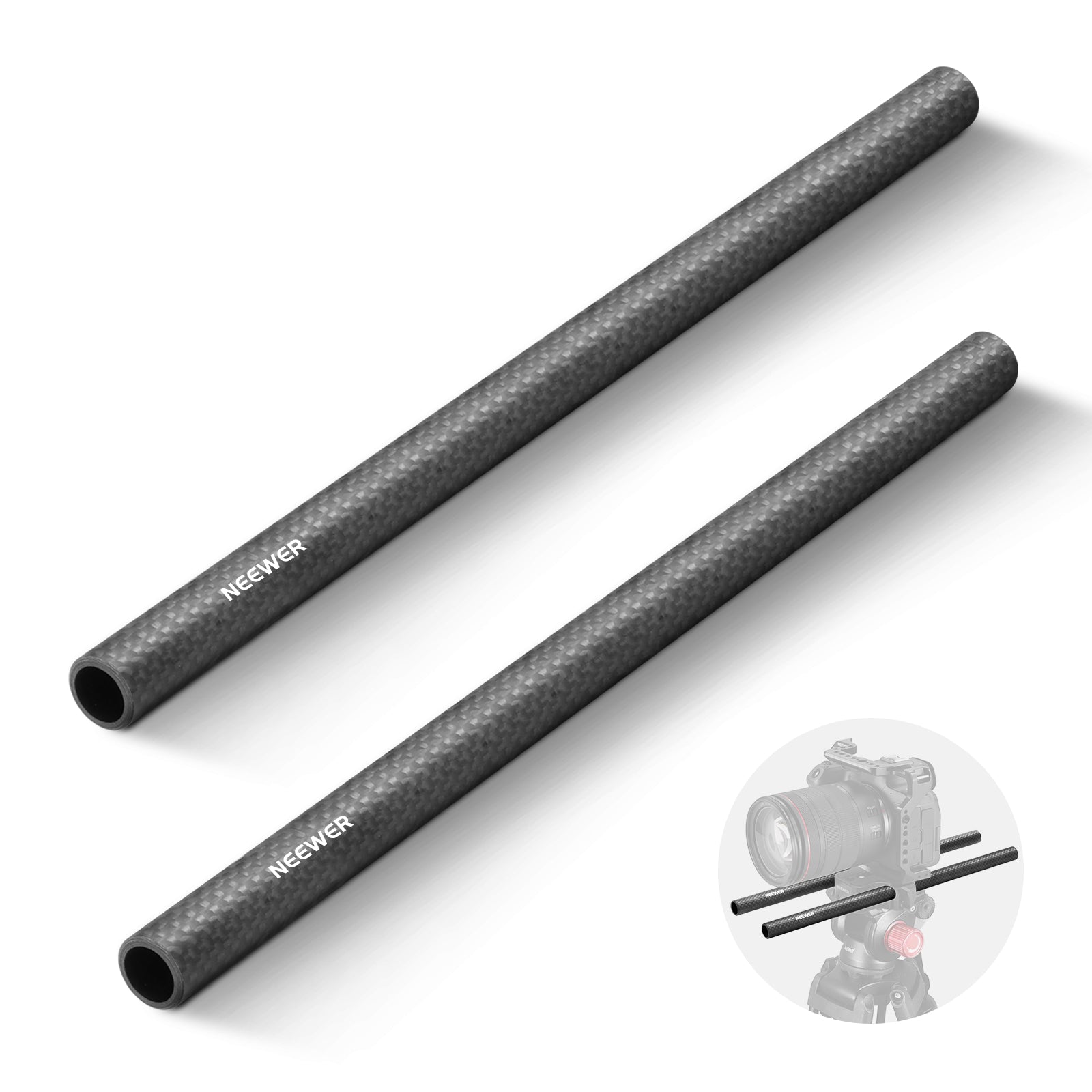 NEEWER 2 Pack 15mm Carbon Fiber Extension Rods for DSLR Camera Rig, Stabilizer, and Gimbal Support - Perfect for Filmmaking, Vlogging, and Photography Accessories