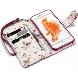 Apple iPhone 8 Wallet Case with RFID Protection - Slim Leather Credit Card Holder & Phone Cover (Red Floral Design) - Perfect for Everyday Use, Travel & Shopping