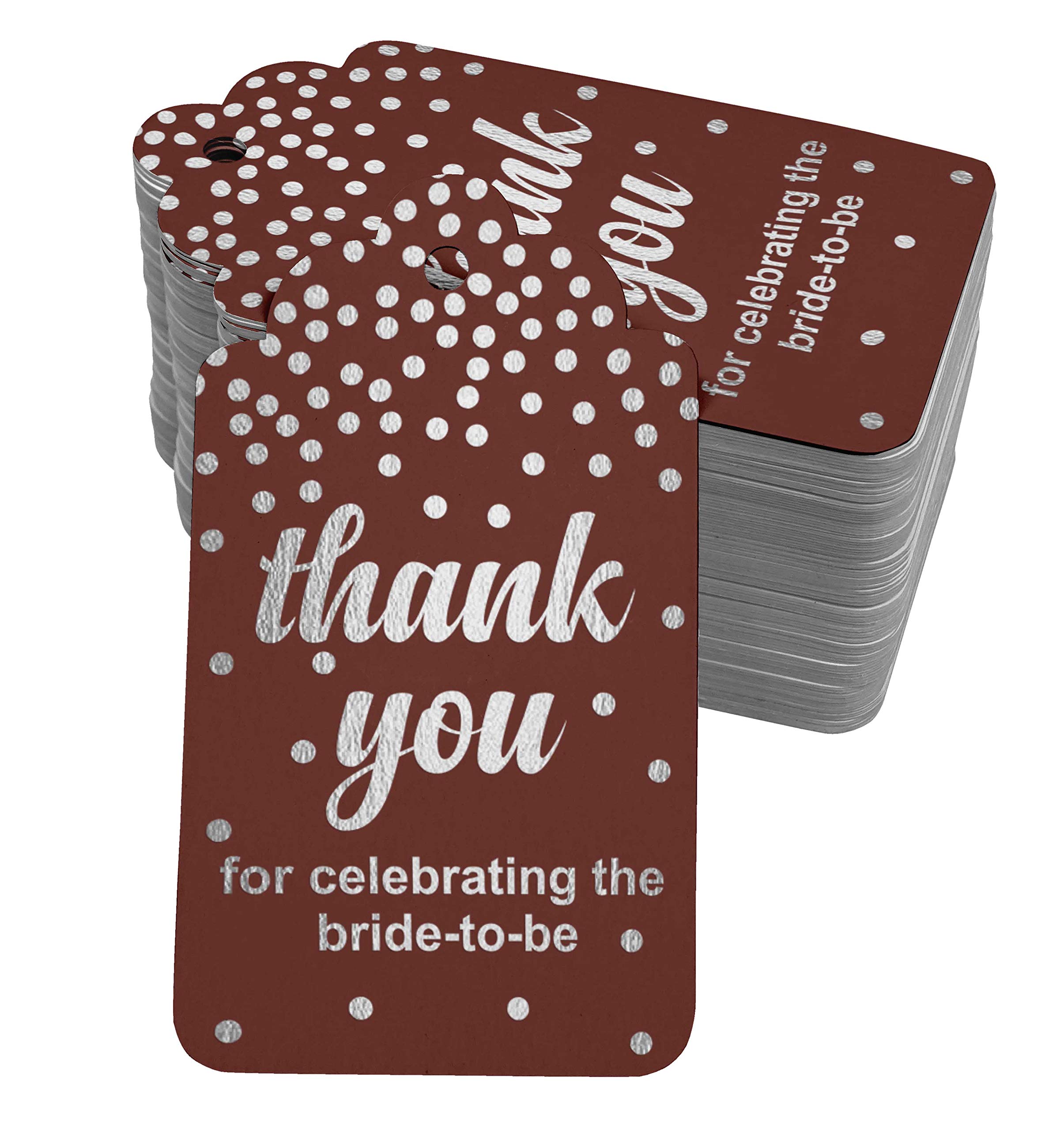 50pcs Silver Foil Bridal Shower Thank You Tags - Elegant Wedding Favor Hang Tags for Bride-to-Be Celebrations | Perfect for Bridal Party Favors, Gift Wrapping & DIY Wedding Decorations