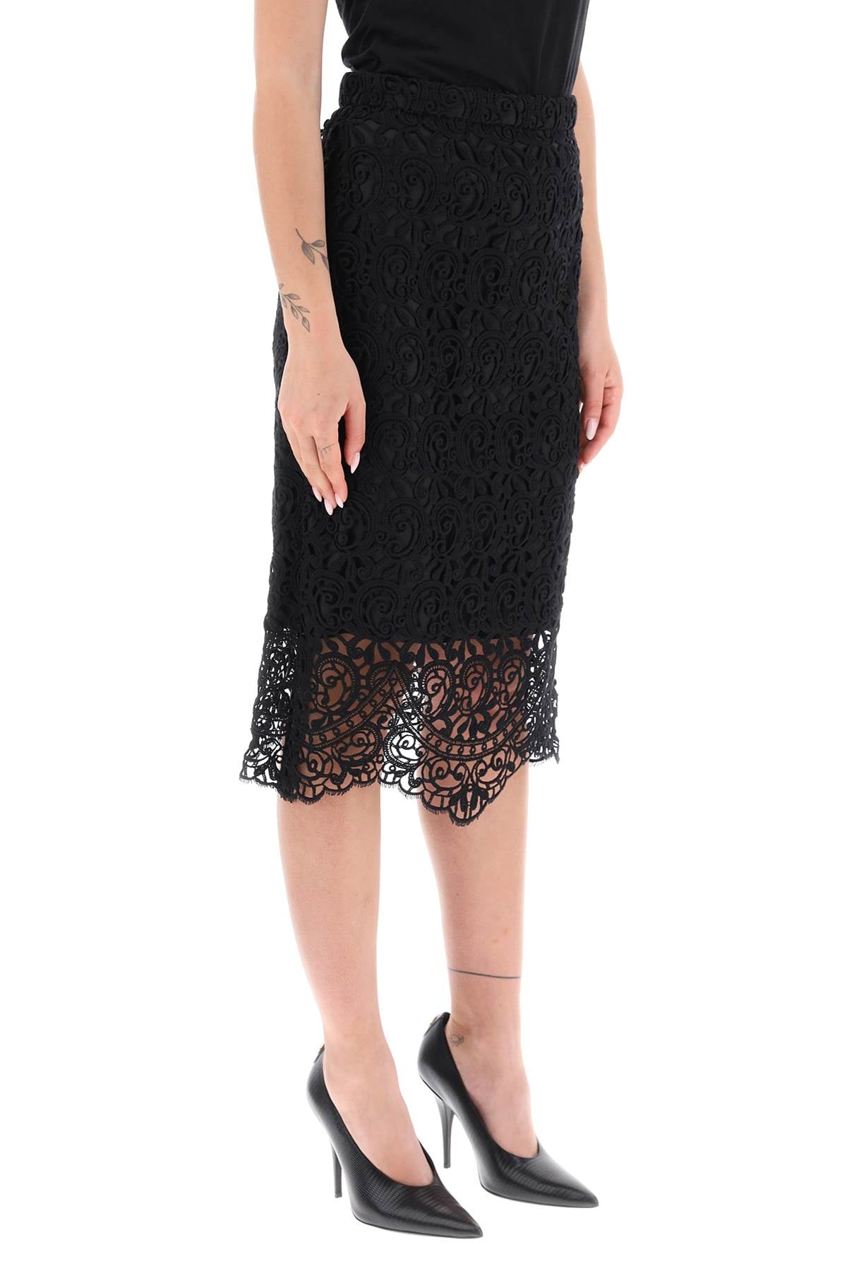 Burberry Macrame Lace Pencil Skirt for Women | Elegant Office & Party Wear | Perfect for Work, Cocktail Events & Formal Occasions